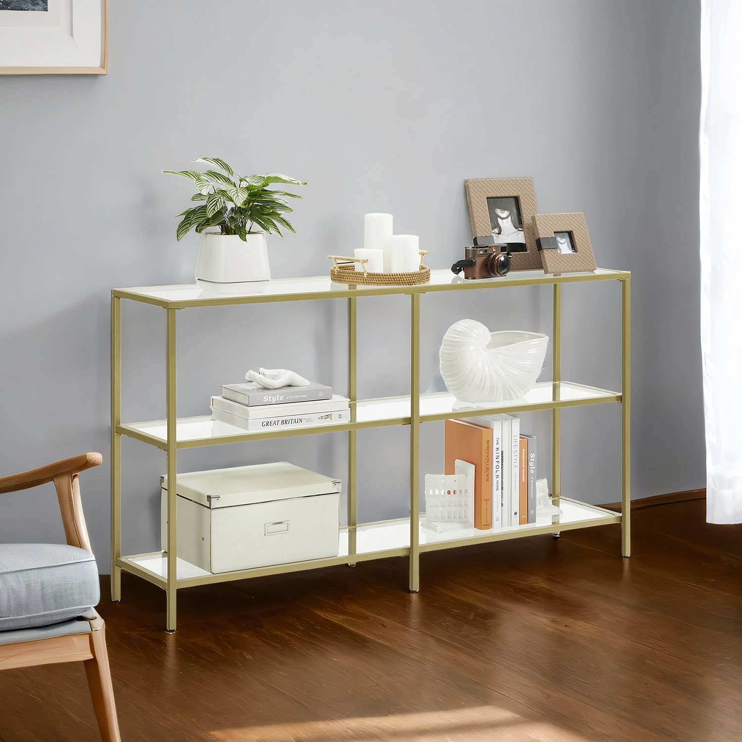 51.2 Inch Console Table, 3-Tier Modern Sofa Table for Hallway, Living Room Bedroom 51.2 Inch Console Table, 3-Tier Modern Sofa Table for Hallway, Living Room Bedroom