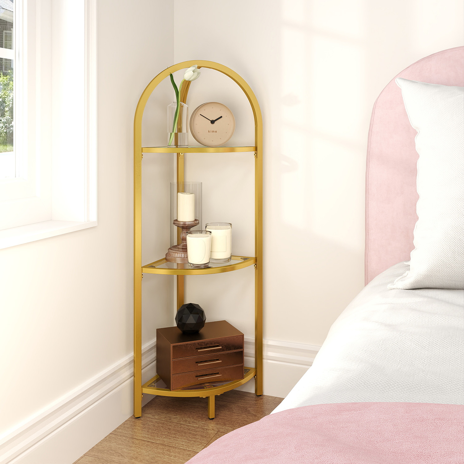 3-Tier Corner Shelf Stand, Corner Bookshelf, Bathroom Organizer