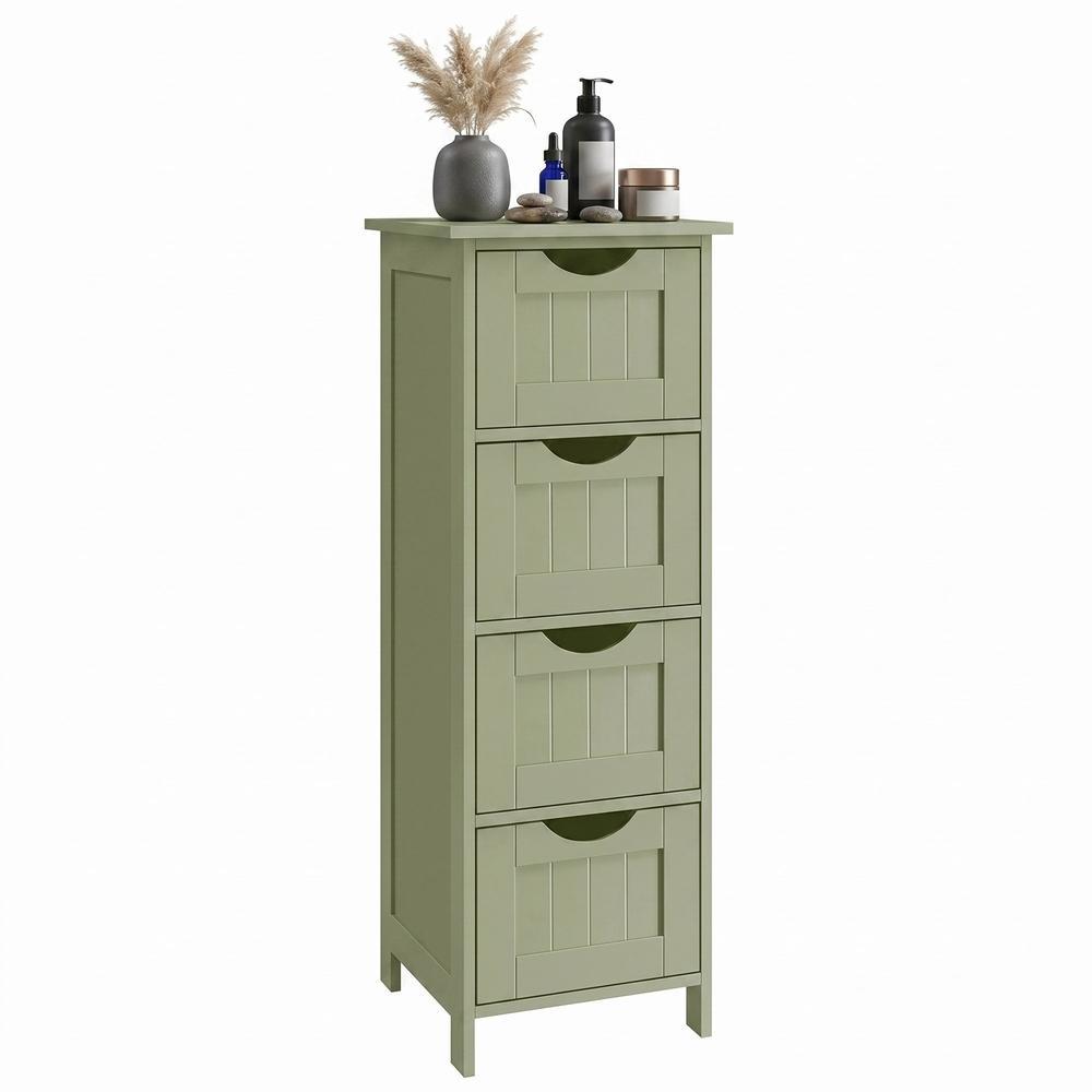 Freestanding Storage Cabinet for Bathroom, with Drawers, Modern Bathroom Storage Organiser Unit, Green