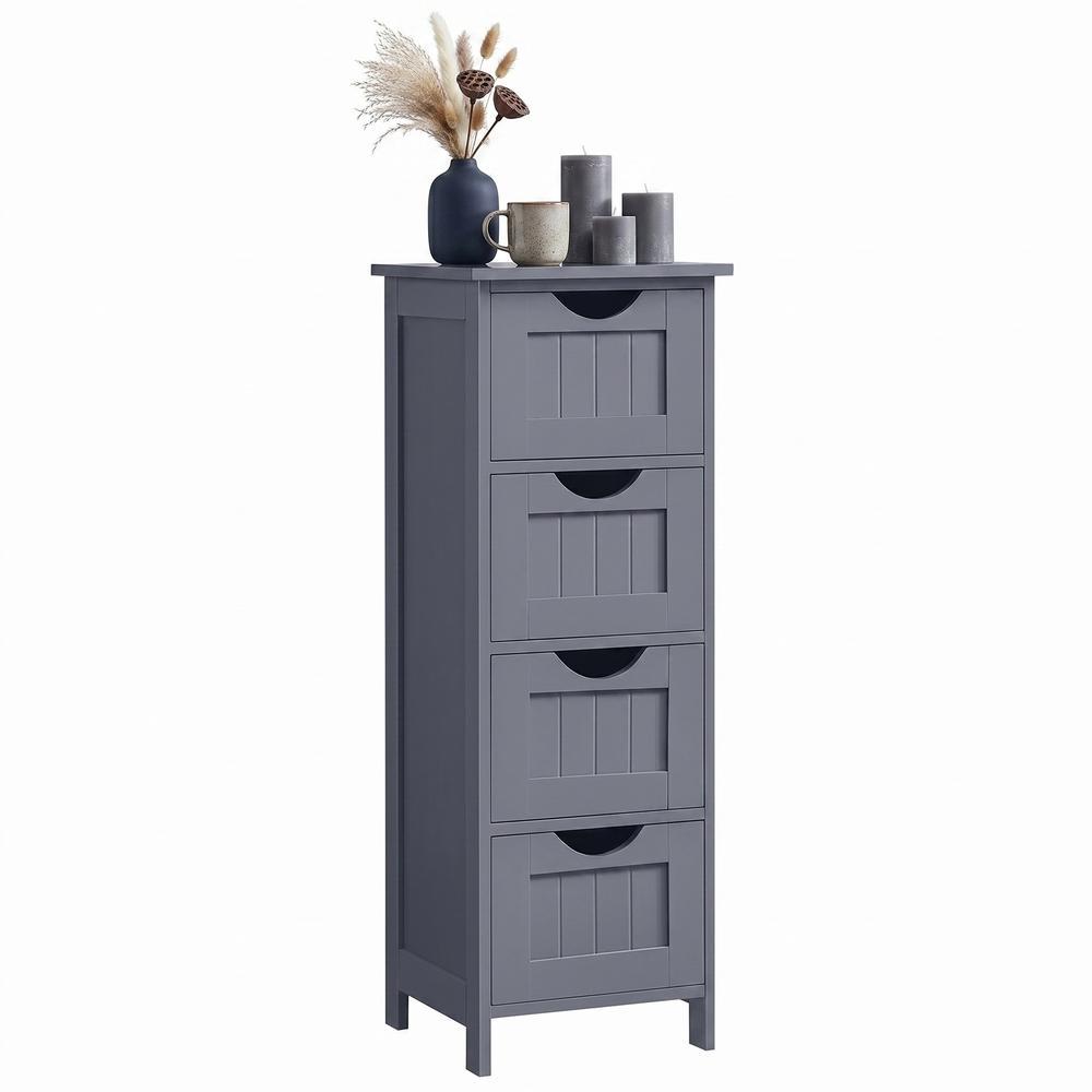 Bathroom Floor Storage Cabinet, Freestanding Bathroom Storage Unit with 4 Drawers, 30 x 30 x 82 cm