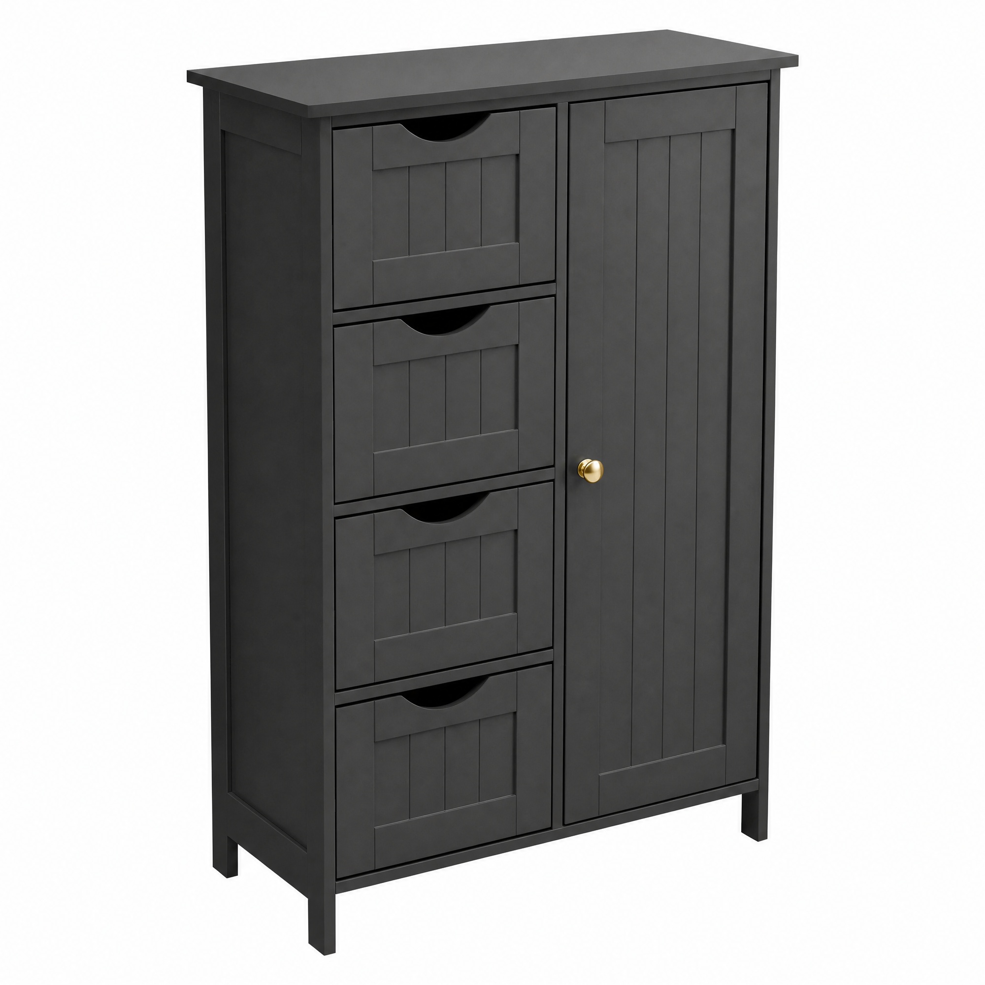 Bathroom Floor Storage Cabinet, Bathroom Storage Unit with 4 Drawers, Freestanding Bathroom Cabinet with 1 Door