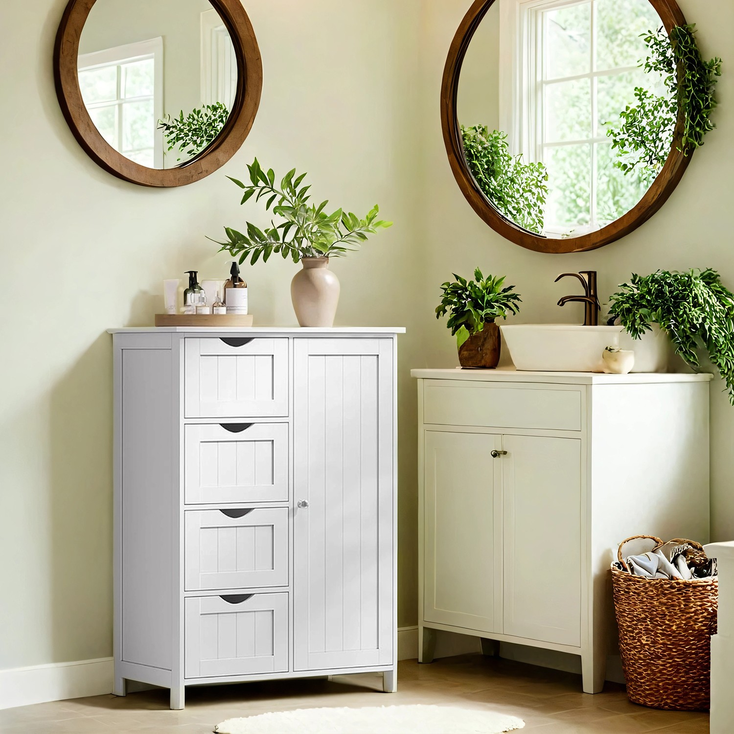 Bathroom Floor Storage Cabinet, Bathroom Storage Unit with 4 Drawers, Bathroom Cabinet Freestanding Bathroom Floor Storage Cabinet, Bathroom Storage Unit with 4 Drawers, Bathroom Cabinet Freestanding