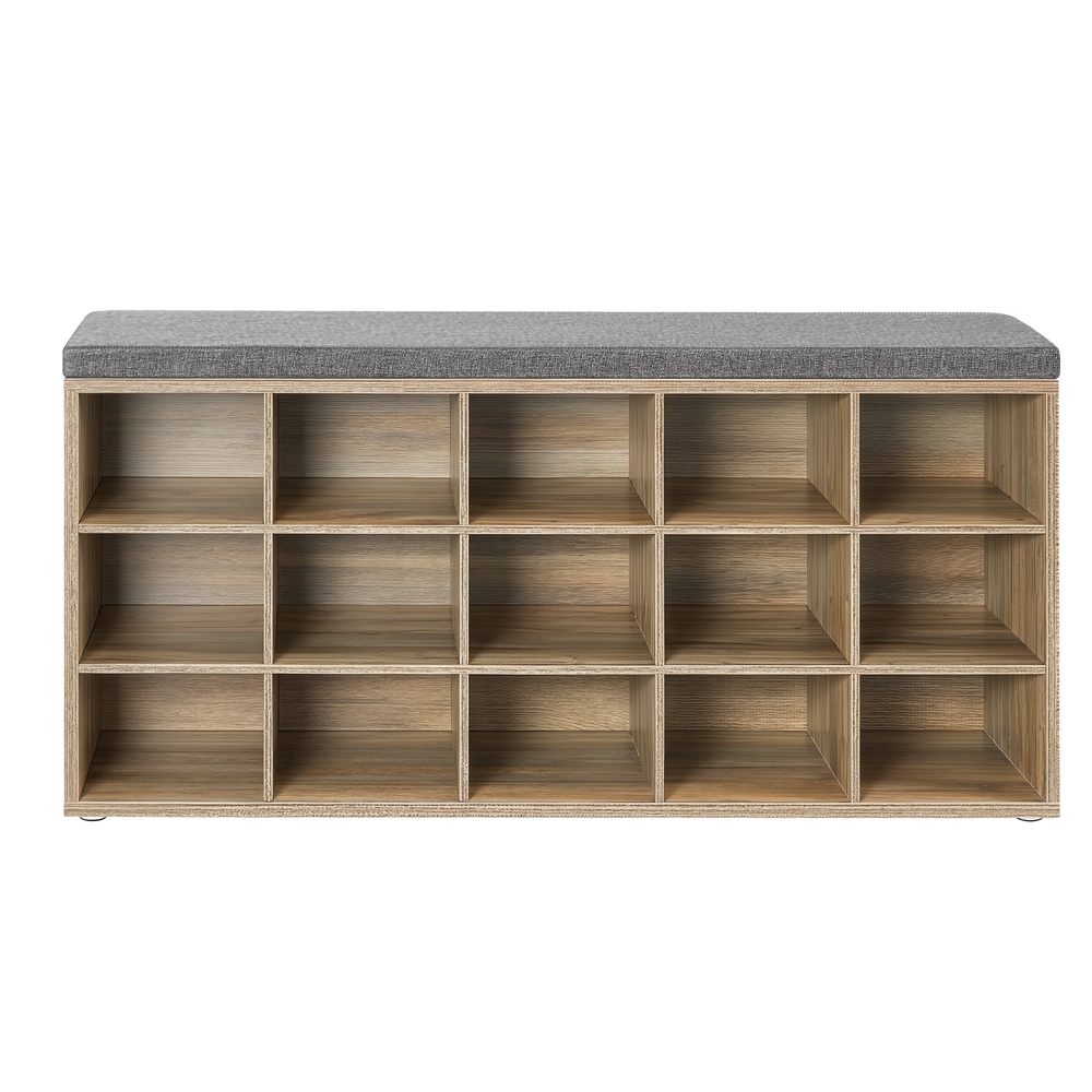 Shoe Bench, Storage Bench with Padded Seat, 15 Compartments Shoe Bench, Storage Bench with Padded Seat, 15 Compartments