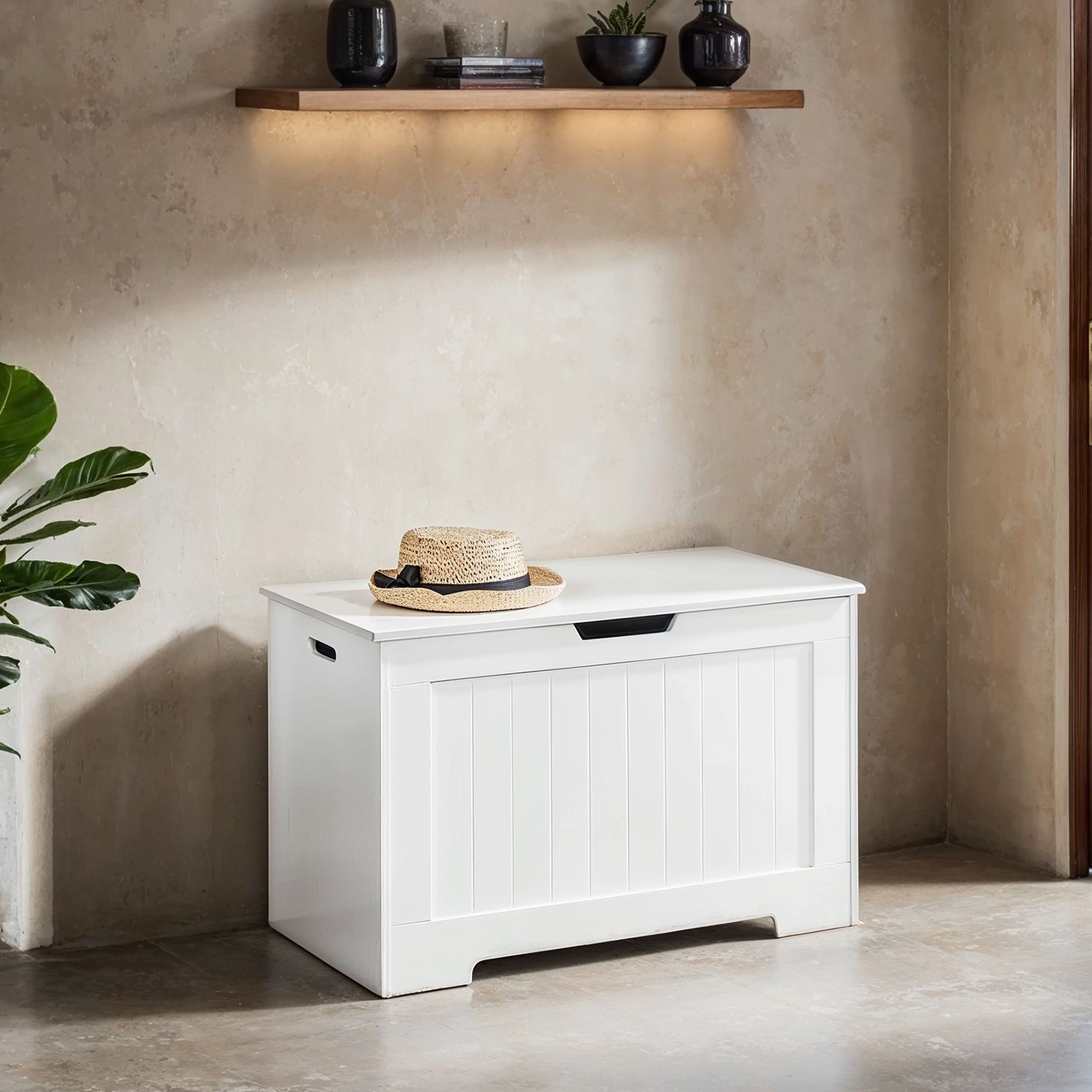 Entryway Storage Cabinet, Shoe Bench for Bedroom, Living Room, 40 x 76 x 48 cm, White
