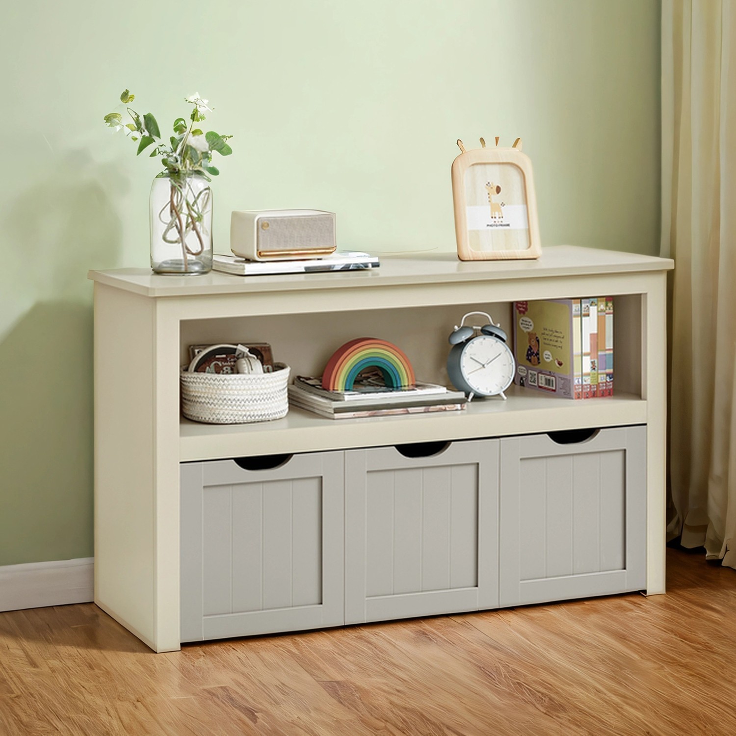 Toy Storage for Kids, Kids Storage Cabinet with Wheels, 3 Drawers