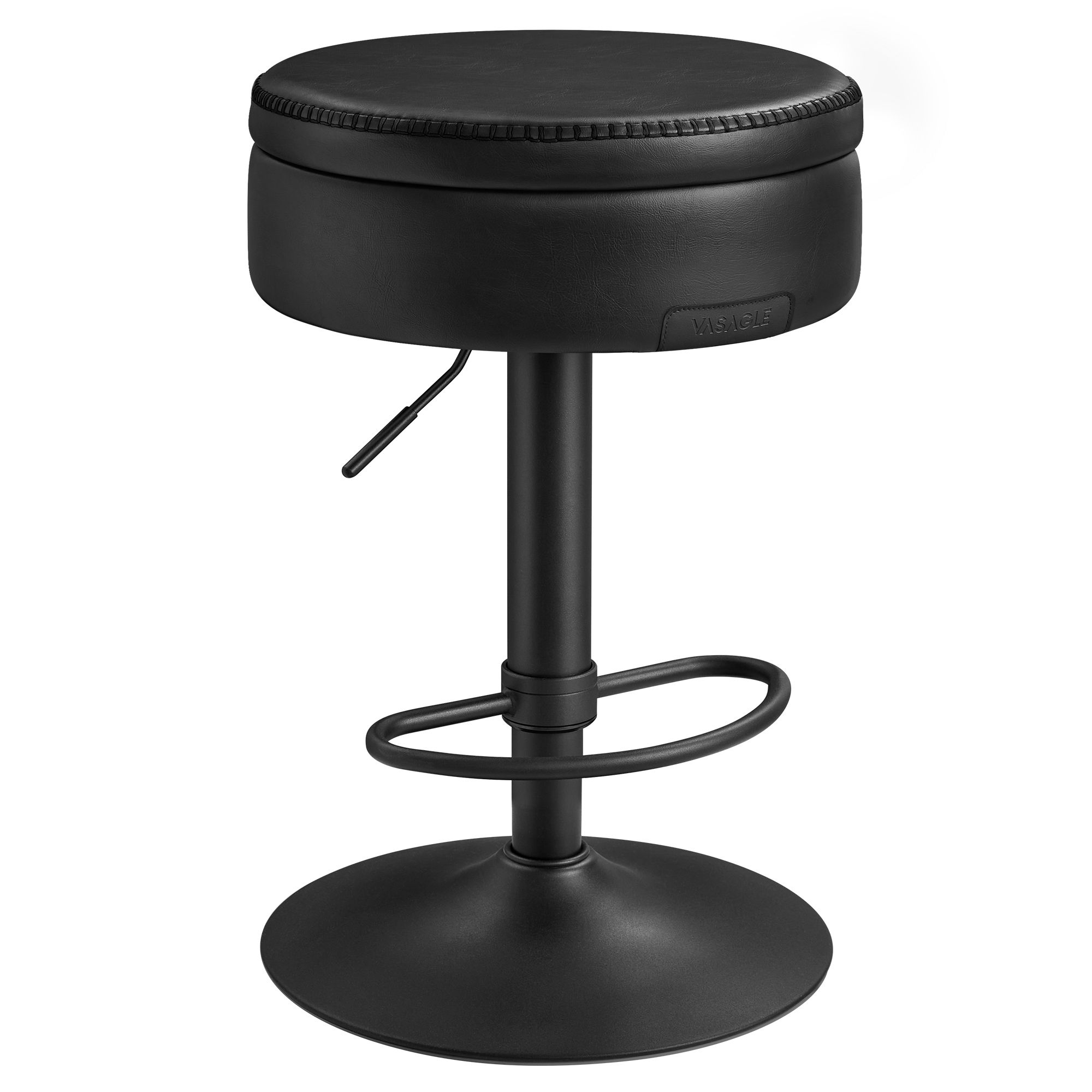 360° Swivel Bar Stool, Height Adjustable Barstool with Storage, Synthetic Leather with Stitching 360° Swivel Bar Stool, Height Adjustable Barstool with Storage, Synthetic Leather with Stitching
