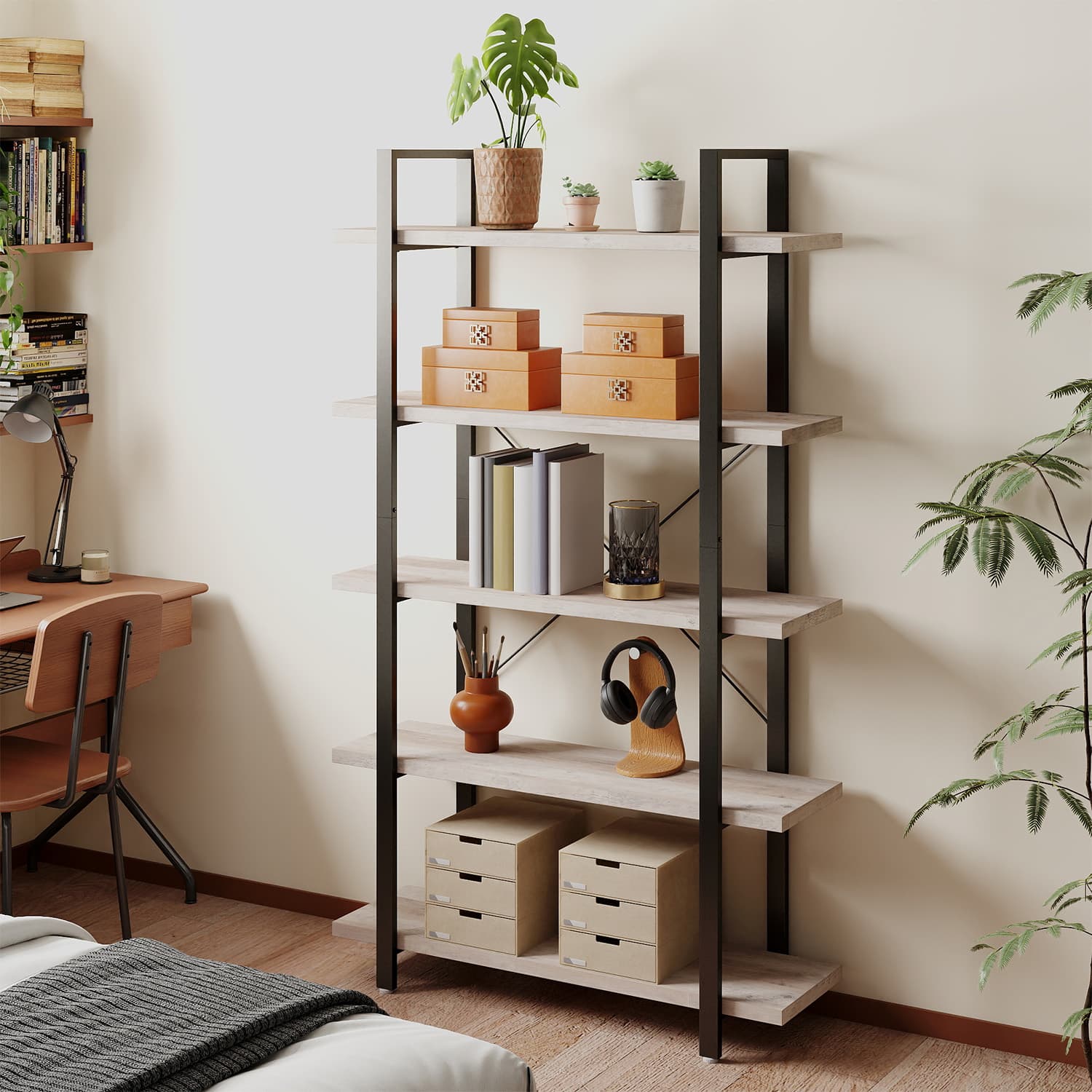 Bookshelf, 5-Tier Storage Rack, Standing Shelf Bookshelf, 5-Tier Storage Rack, Standing Shelf