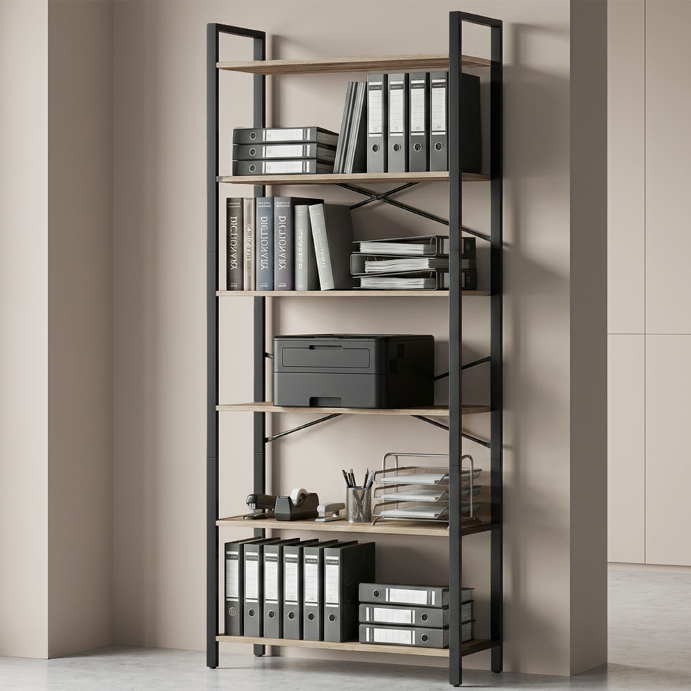 Tall Storage Shelf, Industrial Bookcase with 6 Tiers