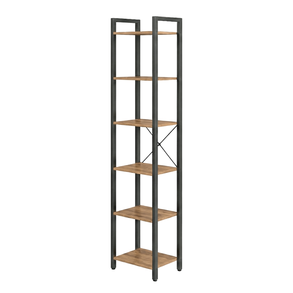 Storage Rack with 6 Tiers, Book Shelf, 30 x 40 x 187.5 cm, for Study, Living Room, Bedroom, Wheat Brown