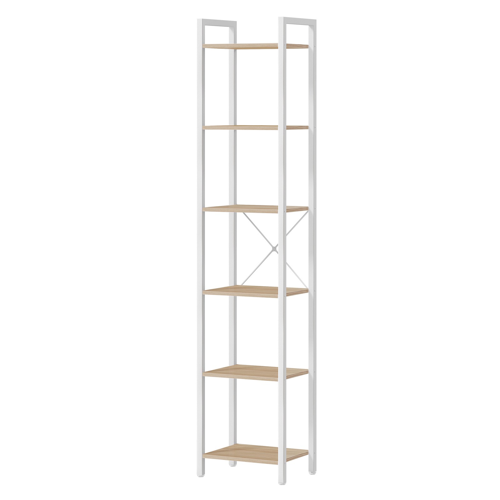 6-Tier Tall Bookshelf, Narrow Bookcase with Steel Frame, Skinny Book Shelf for Living Room