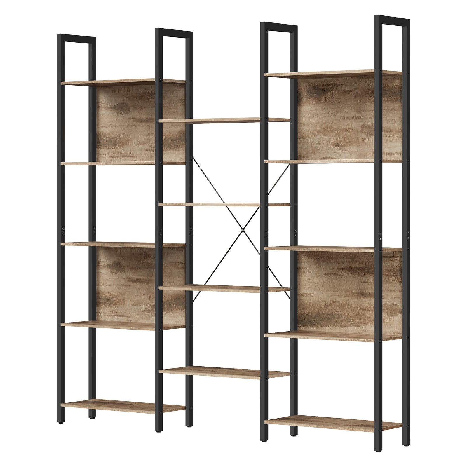 5-Tier Bookcase with 14 Shelves, Book Shelf with Metal Frame, 24 x 158 x 166 cm 5-Tier Bookcase with 14 Shelves, Book Shelf with Metal Frame, 24 x 158 x 166 cm