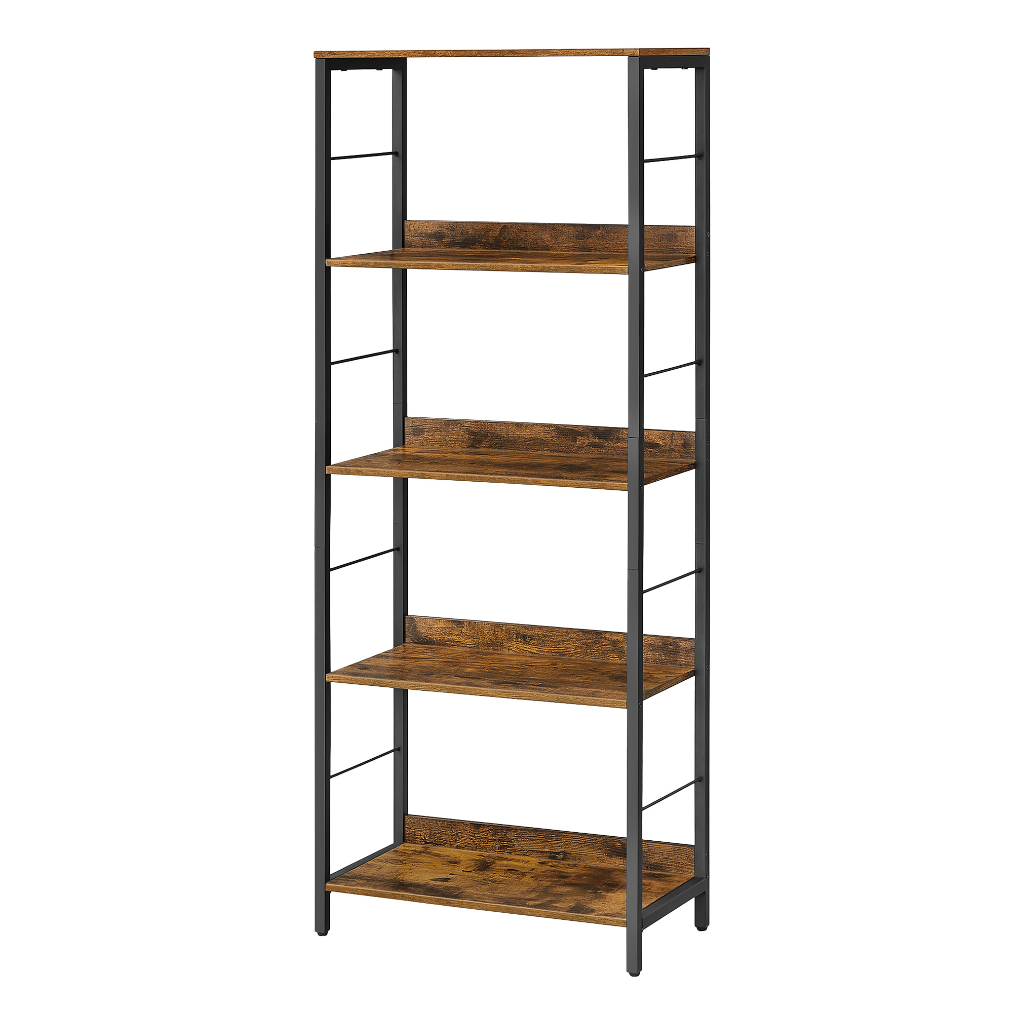 5-Tier Bookcase, Shelving Unit with Back Panels, Industrial