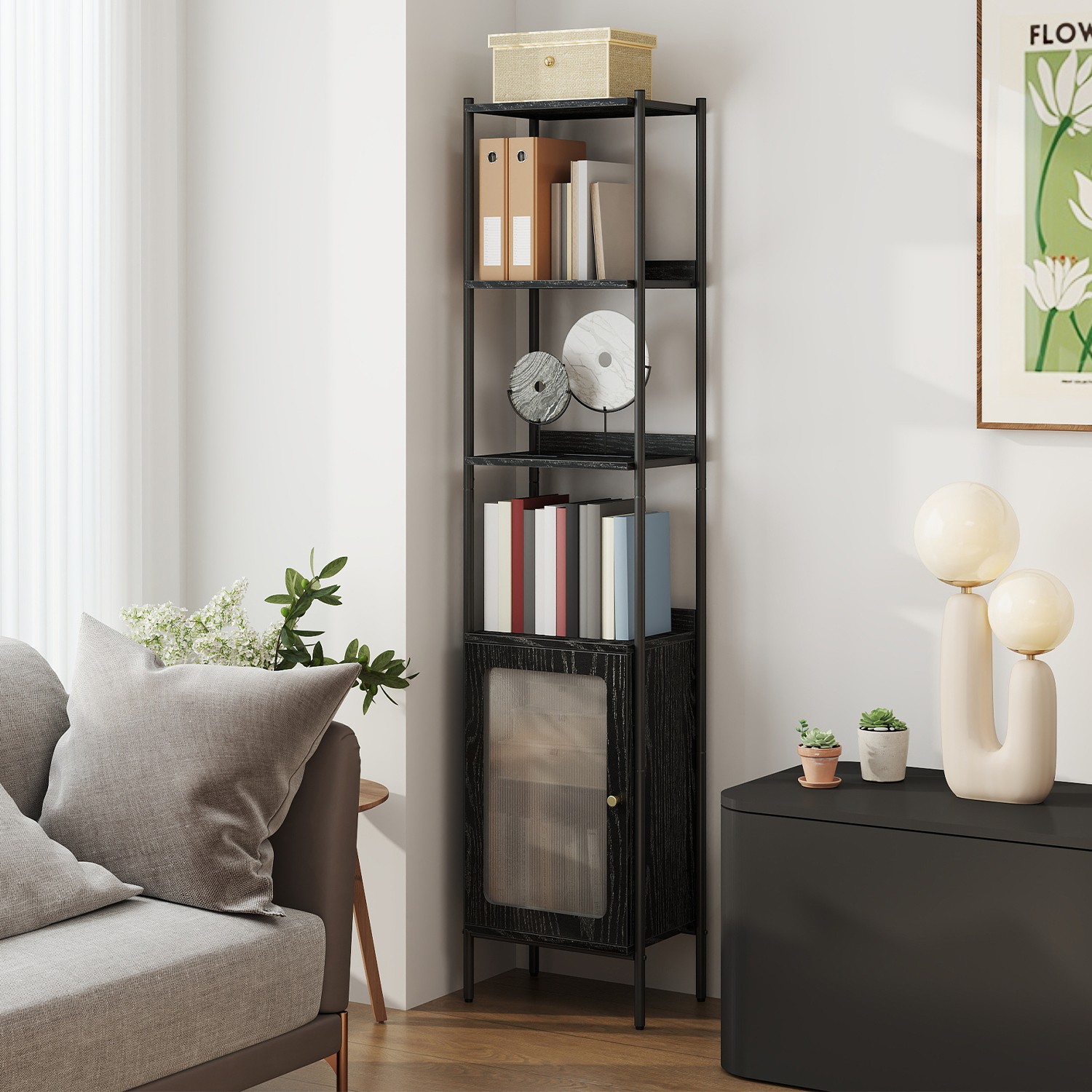 6-Tier Modern Bookcase, Bookshelf with PC Door, Adjustable Shelf 6-Tier Modern Bookcase, Bookshelf with PC Door, Adjustable Shelf