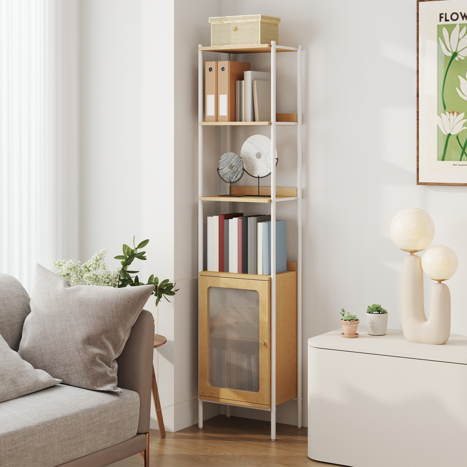 6-Tier Modern Bookcase, Bookshelf with PC Door, Adjustable Shelf 6-Tier Modern Bookcase, Bookshelf with PC Door, Adjustable Shelf