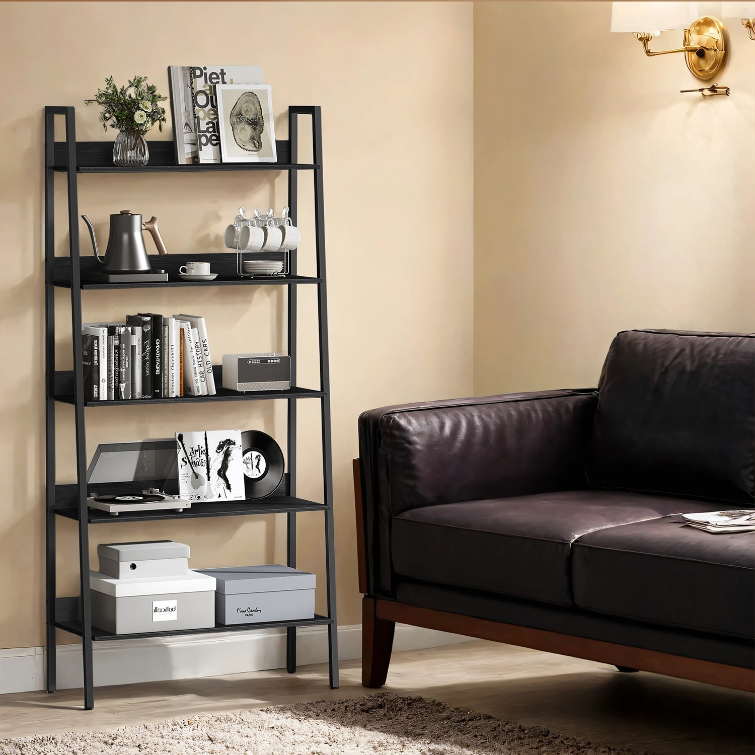 Ladder Shelf, 5-Tier Narrow Shelf, Bookshelf for Home Office