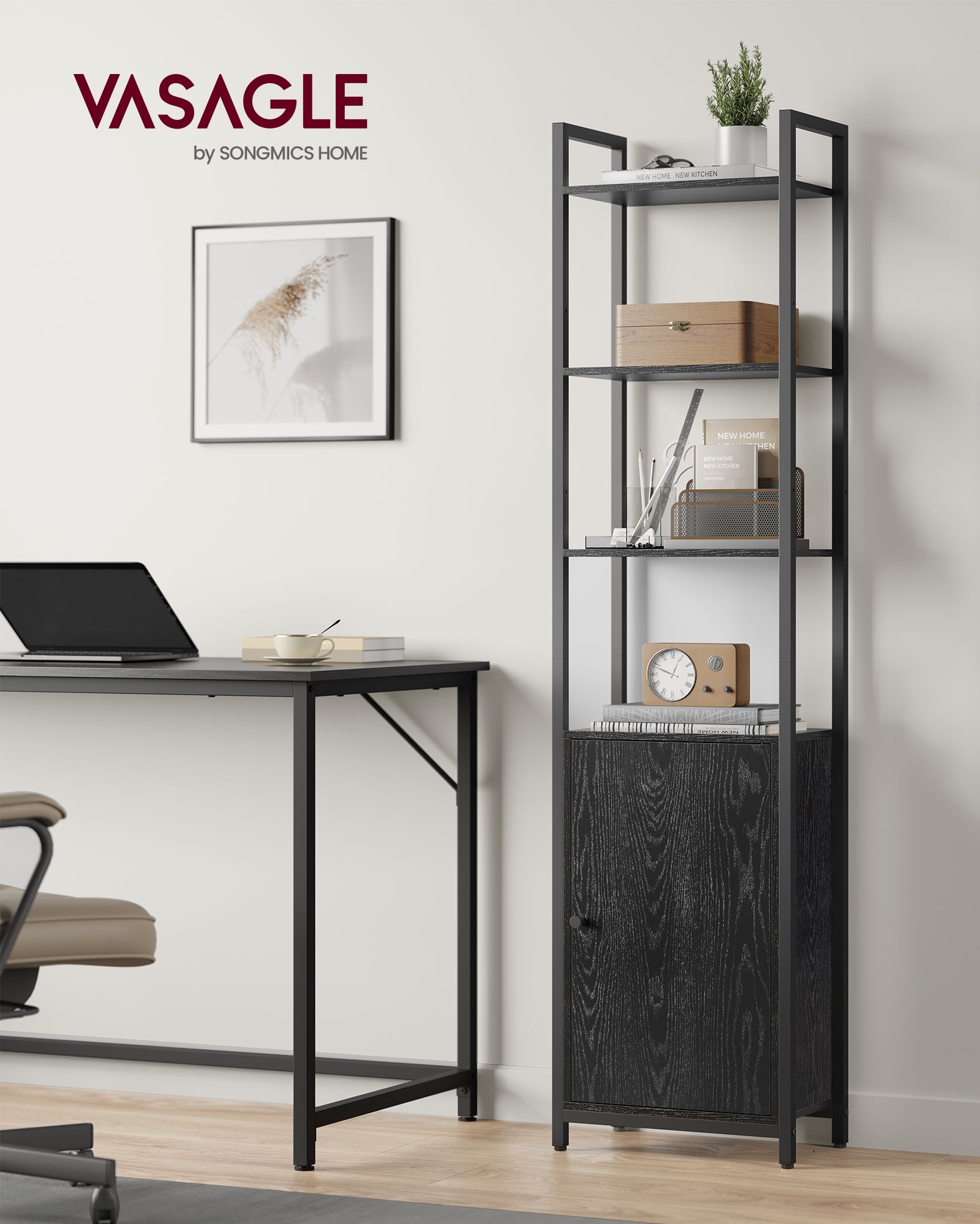 Bookcase with Doors, Adjustable Shelves