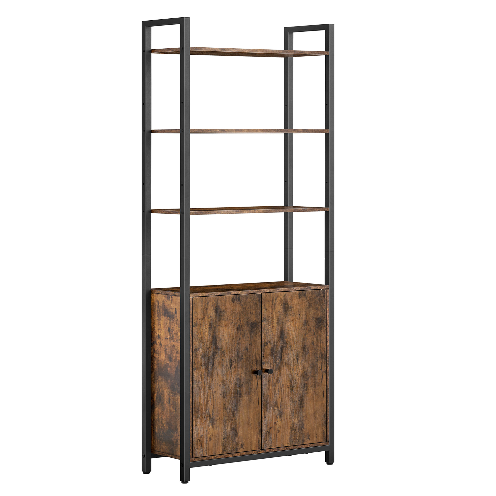 Tall Bookshelf with Door, 6-Tier Bookcase, Metal Frame