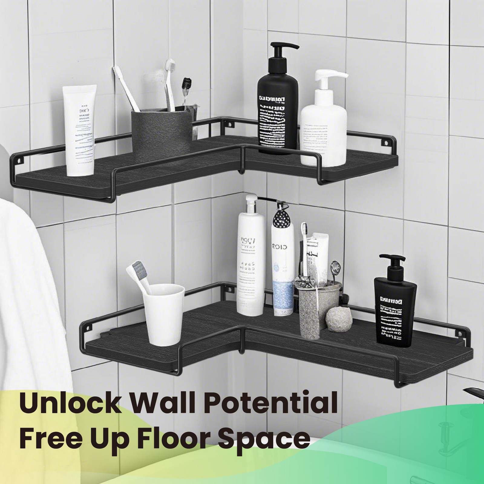 Floating Shelves, Set of 2 Corner Shelves, L-Shaped Wall Shelf