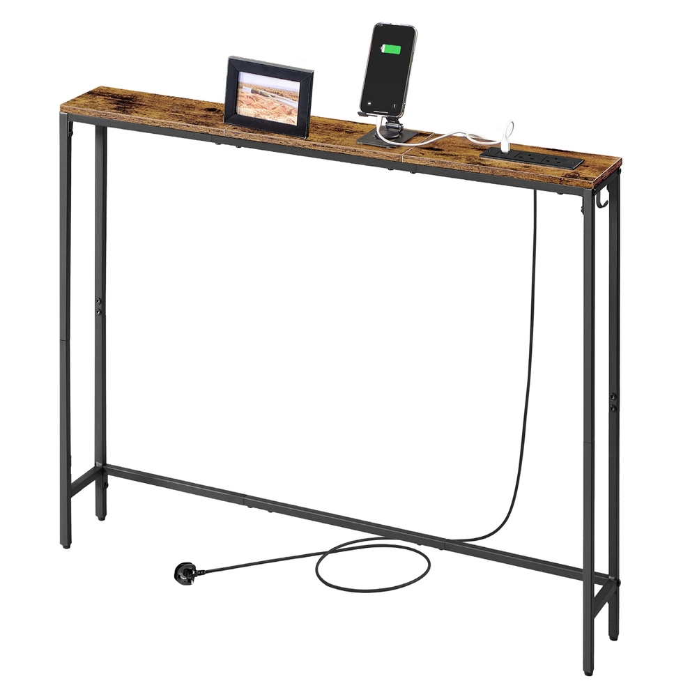 Entryway Sofa Table, Slim Console Table with Charging Ports