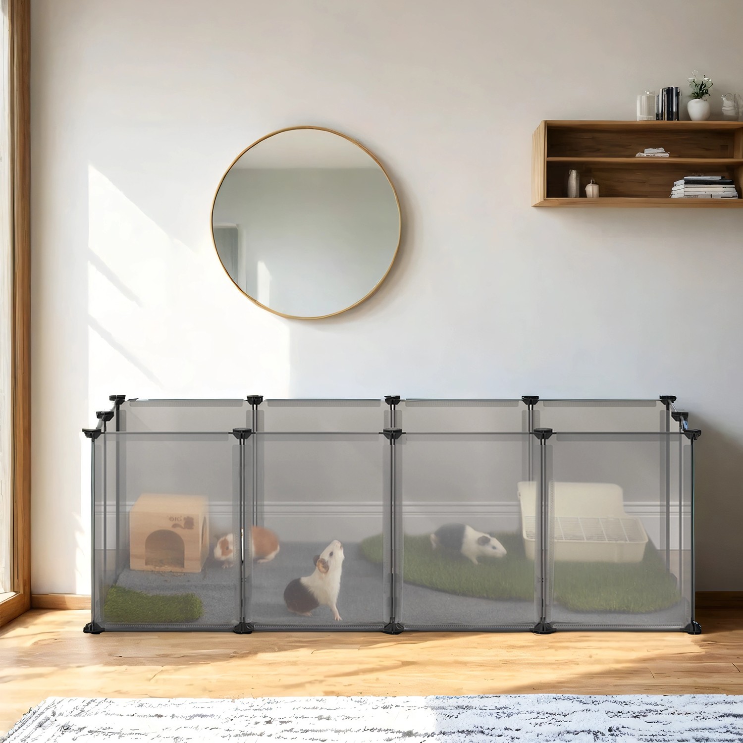 Pet Playpen, Pet Fence Indoor, Modular Animal Pen with Floor