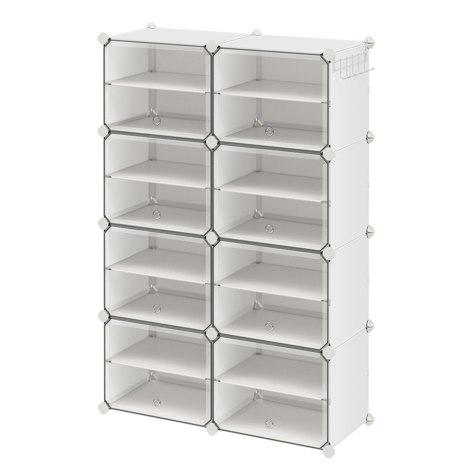 Interlocking Shoe Rack, Plastic Shoe Storage Cabinet, 16-Slot Modular Storage Unit