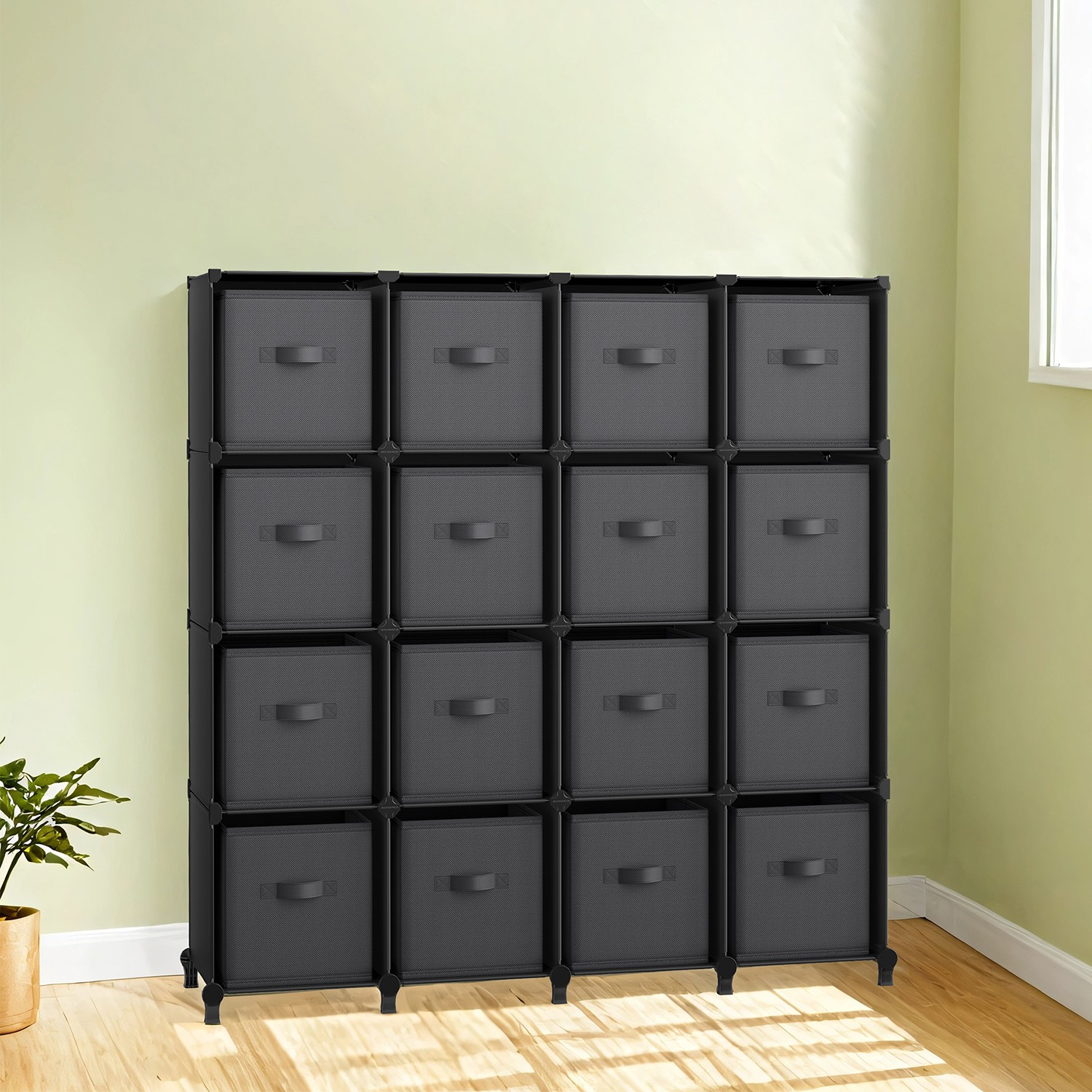 16-Cube Storage Organizer with Storage Boxes, Modular and Space-Saving, Bedroom 16-Cube Storage Organizer with Storage Boxes, Modular and Space-Saving, Bedroom