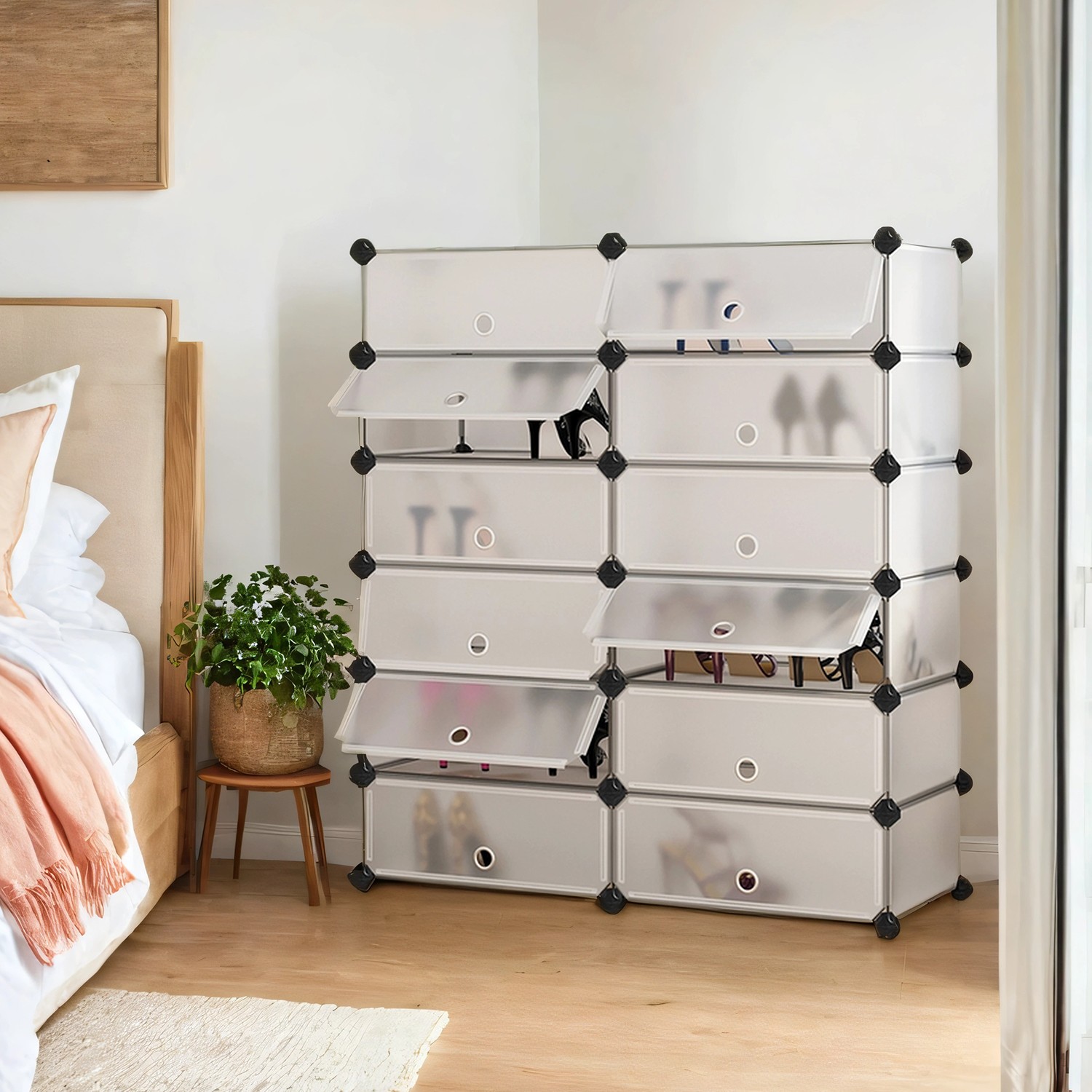 12-Cube Storage Unit, Shoe Rack, Modular Metal Wire Shelf 12-Cube Storage Unit, Shoe Rack, Modular Metal Wire Shelf