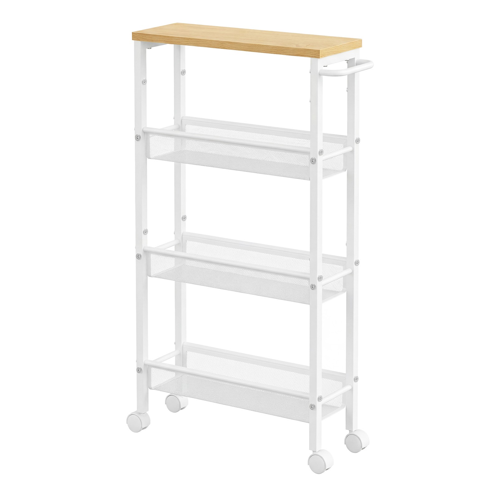 Slim Rolling Cart, 4-Tier Storage Cart, Narrow Cart with Handle