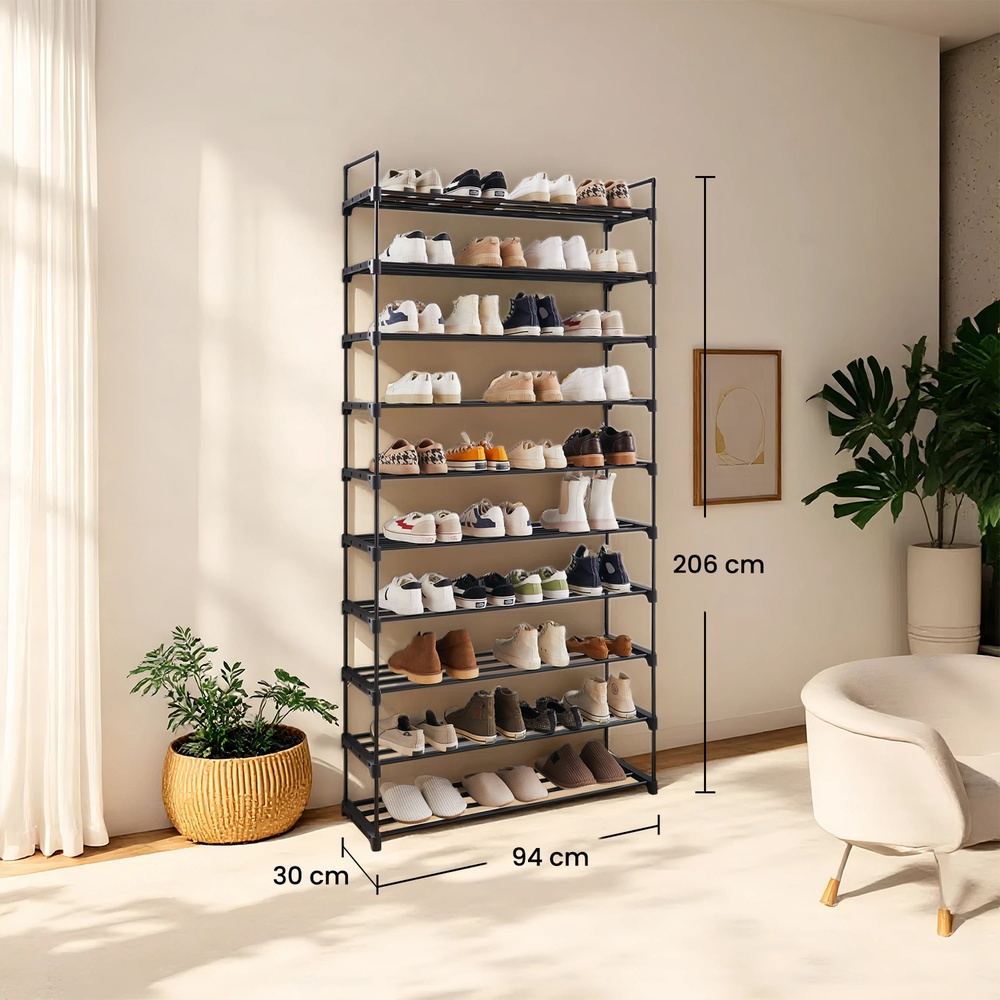 10-Tier Shoe Rack, Tall and Slim Shoe Storage Organiser