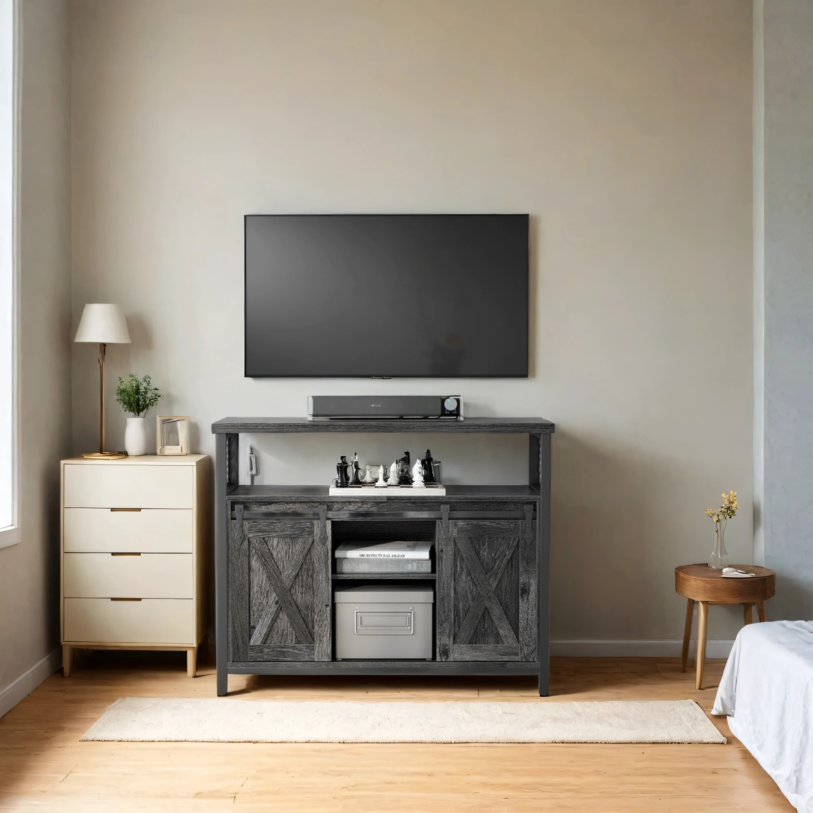 Buffet Cabinet, Sideboard with 2 Sliding Barn Doors, Adjustable Shelves Buffet Cabinet, Sideboard with 2 Sliding Barn Doors, Adjustable Shelves