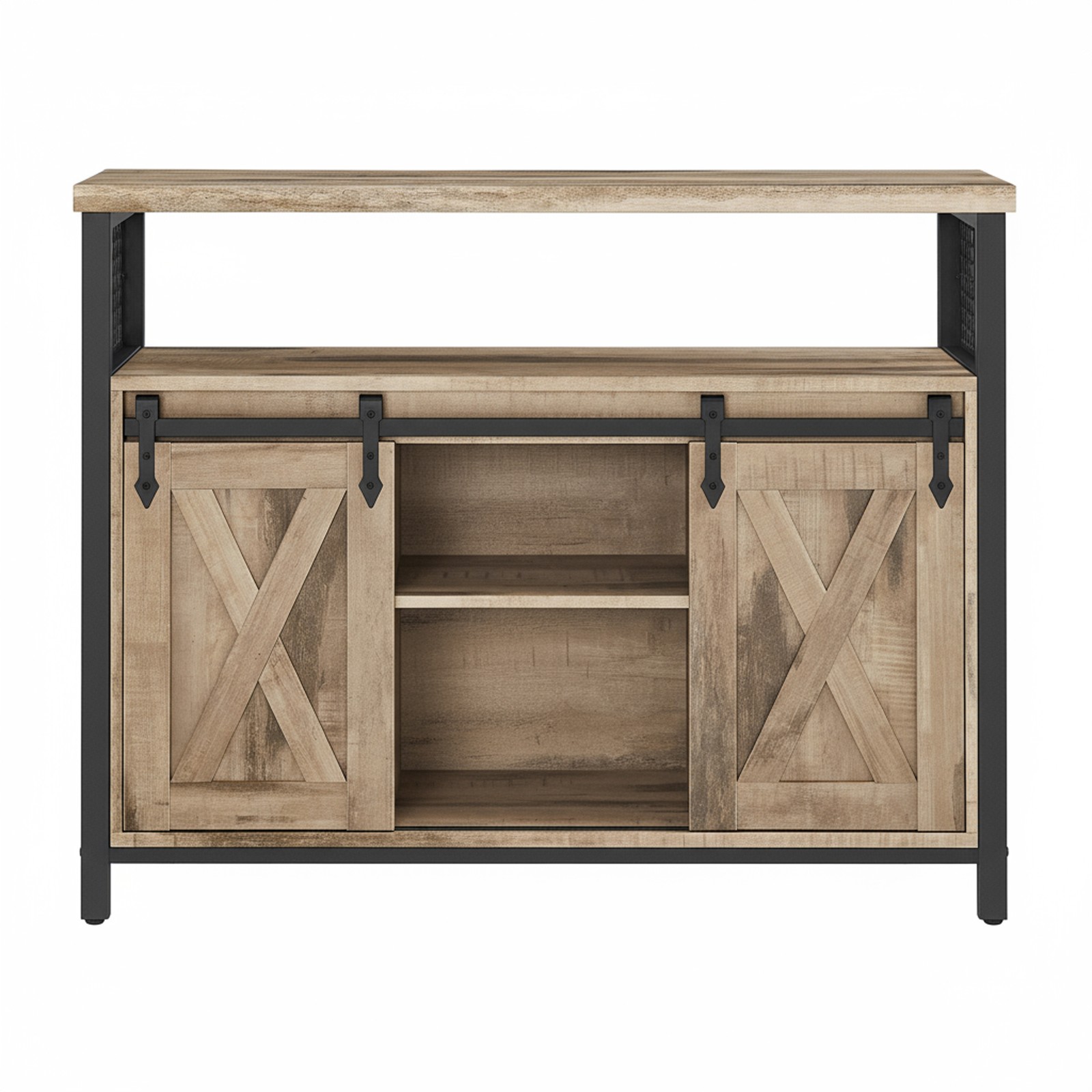 Buffet Cabinet with Adjustable Shelves, Storage Cabinet for Kitchen, Living Room, Camel Brown and Black Buffet Cabinet with Adjustable Shelves, Storage Cabinet for Kitchen, Living Room, Camel Brown and Black