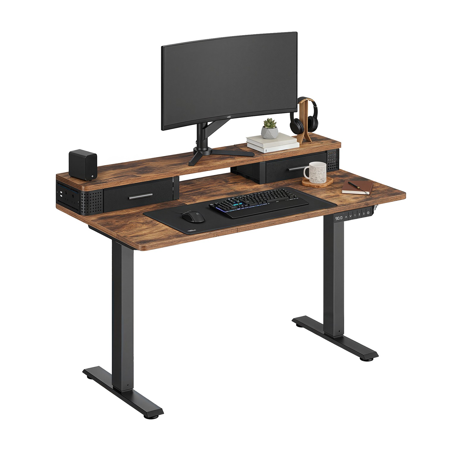 Electric Standing Desk with Power Outlet, 120 x 60 x (72-120) cm, Adjustable Height