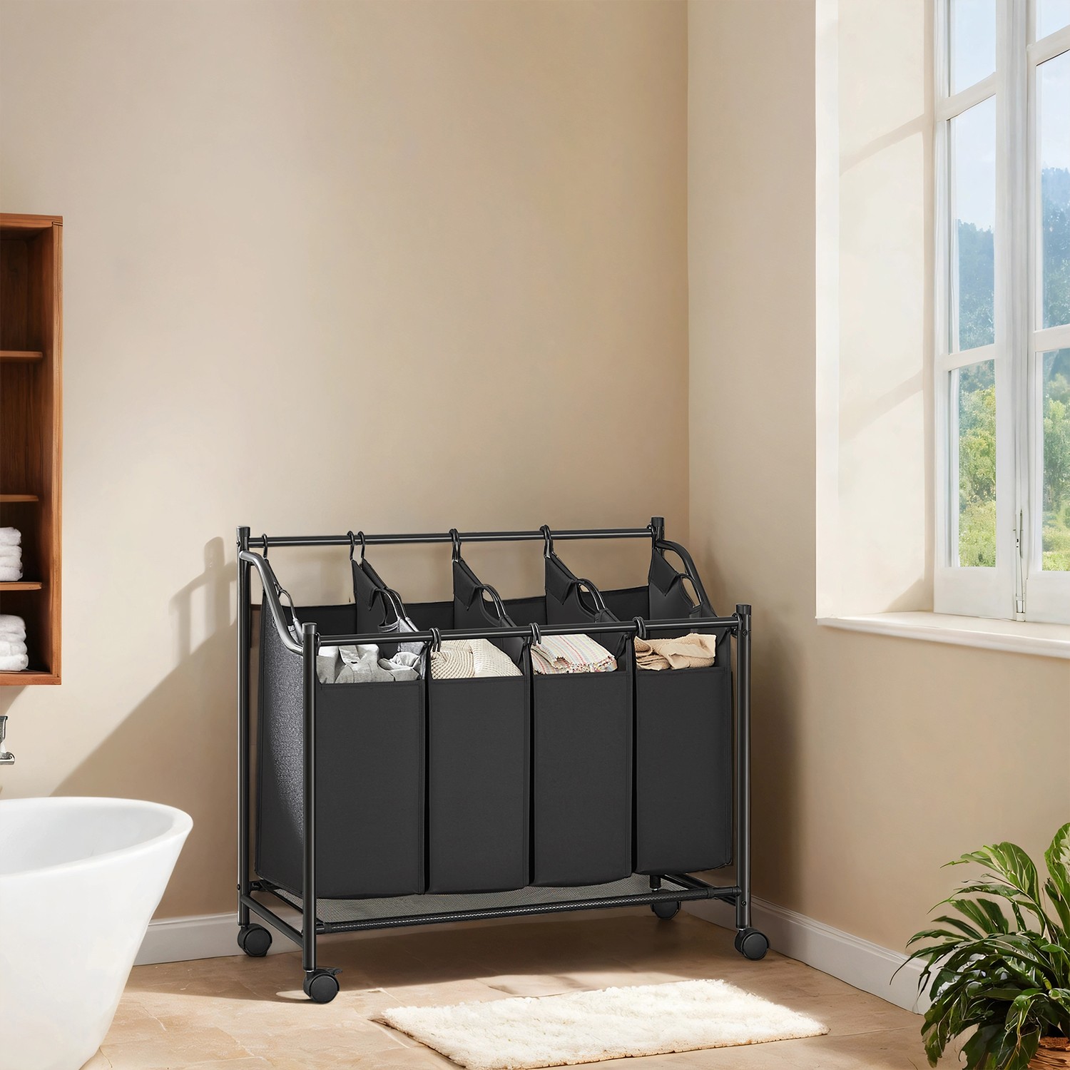 Rolling Laundry Sorter, Laundry Basket with 4 Removable Bags, Laundry Hamper Rolling Laundry Sorter, Laundry Basket with 4 Removable Bags, Laundry Hamper