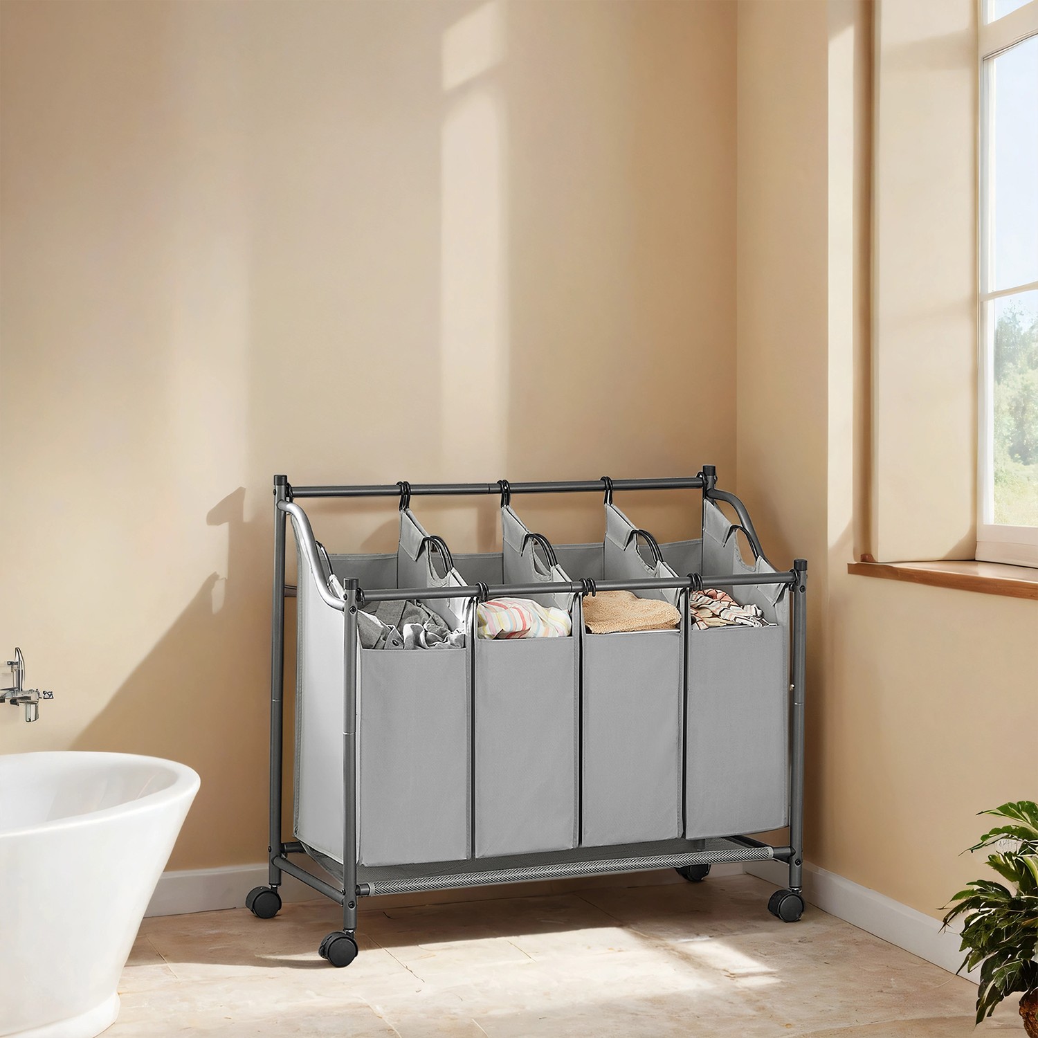 Rolling Laundry Sorter, Laundry Basket with 4 Removable Bags, Laundry Hamper Rolling Laundry Sorter, Laundry Basket with 4 Removable Bags, Laundry Hamper