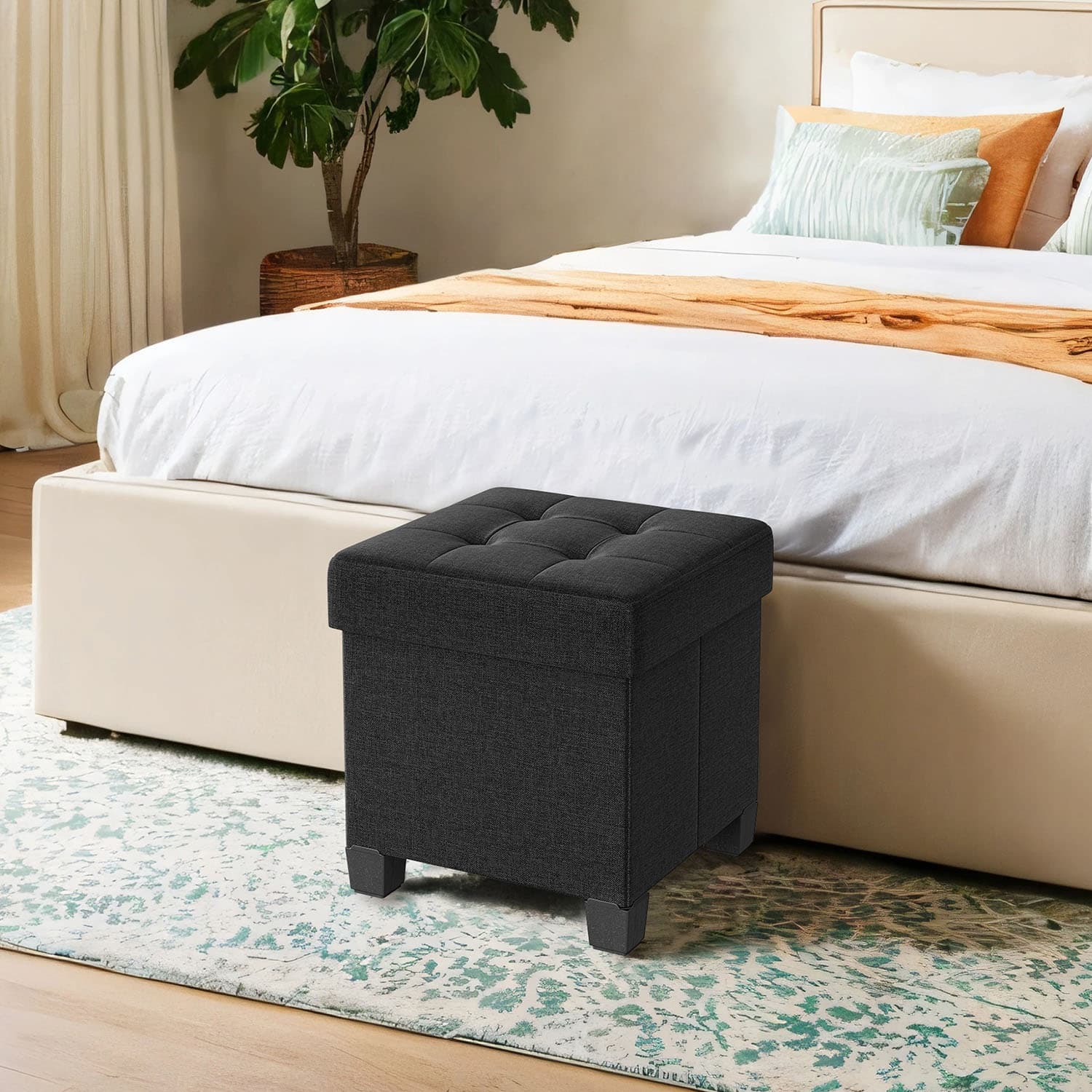 Storage Ottoman, Foldable Small Foot Rest, 38.1 x 38.1 cm Foot Stool