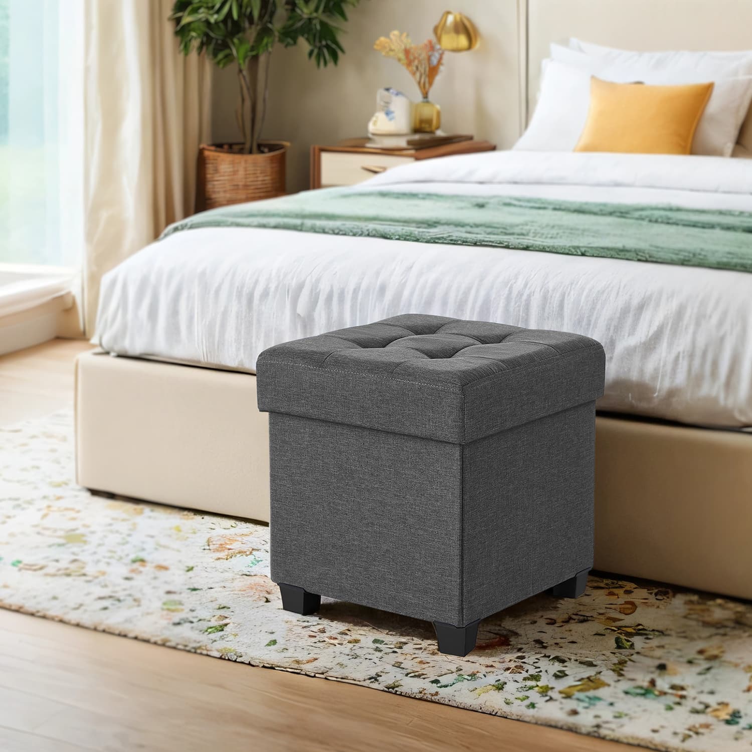 Storage Ottoman, Foldable Small Foot Rest, 38.1 x 38.1 cm Foot Stool