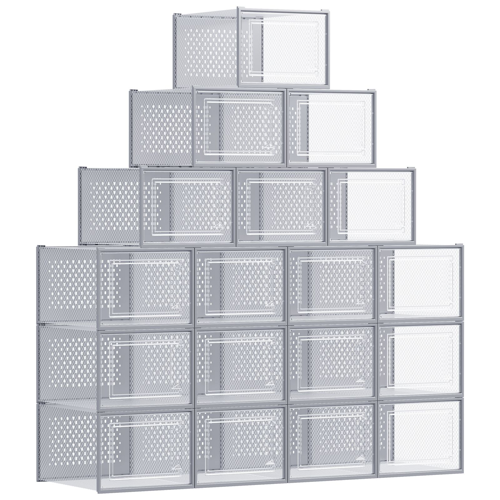 Set of 18 Stackable Shoe Boxes, Foldable, for Sneakers