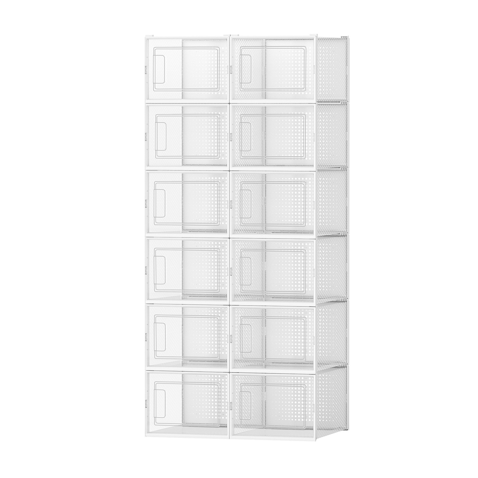Stackable Shoe Boxes, Pack of 12 Shoe Storage Organizers, 9.9 x 13.7 x 7.4 Inches