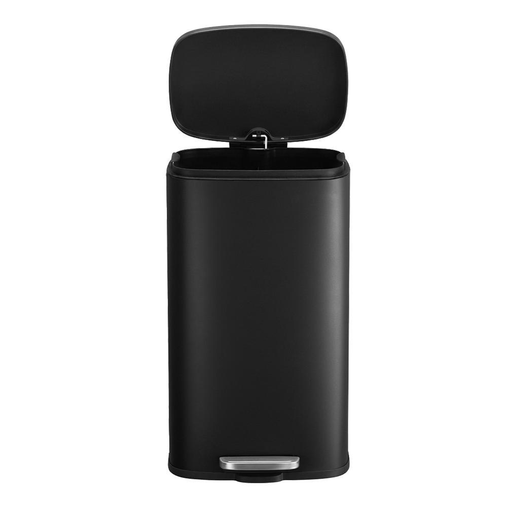 Pedal Rubbish Bin 30L, Soft-Close Lid Kitchen Waste Bin with Inner Bucket, Steel, for Home, Black