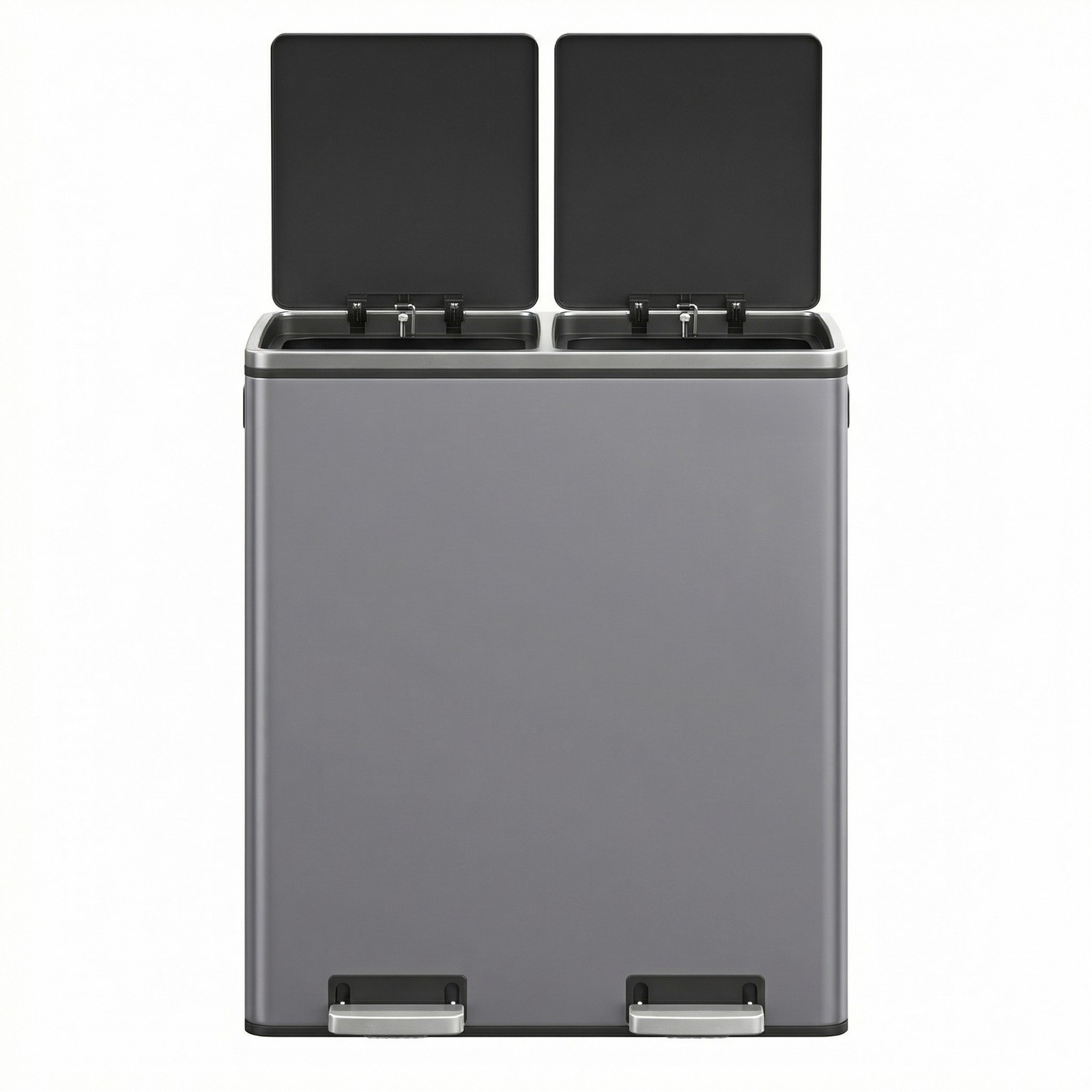 Dual Compartment Rubbish Bin, 2 x 30 L with 15 Bin Bags, Slate Grey