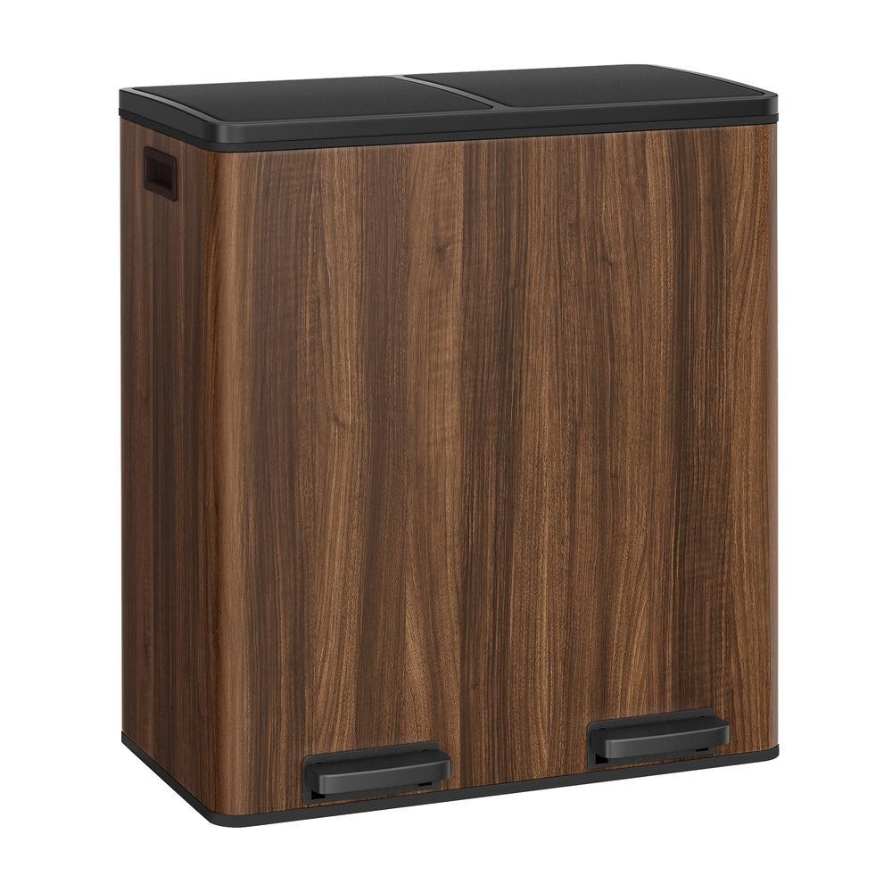 Kitchen Pedal Bin, 2-Compartment Recycling Rubbish Bin with Soft Close Lids, for Home