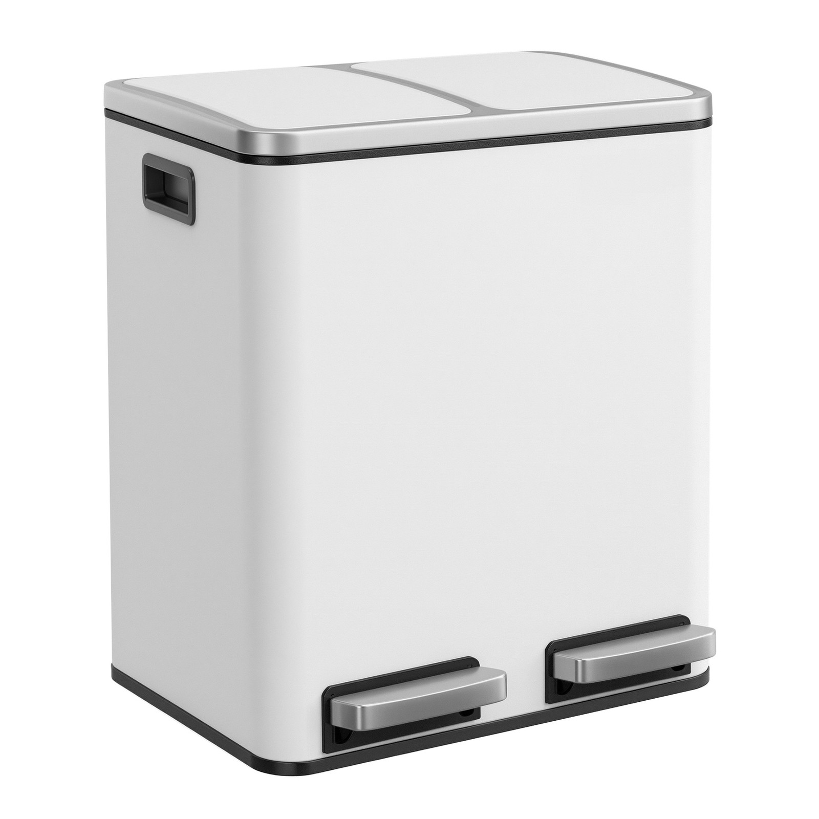 2 x 15 L Double Kitchen Bin, Pedal Rubbish Bin for Recycling and Waste, Inner Buckets