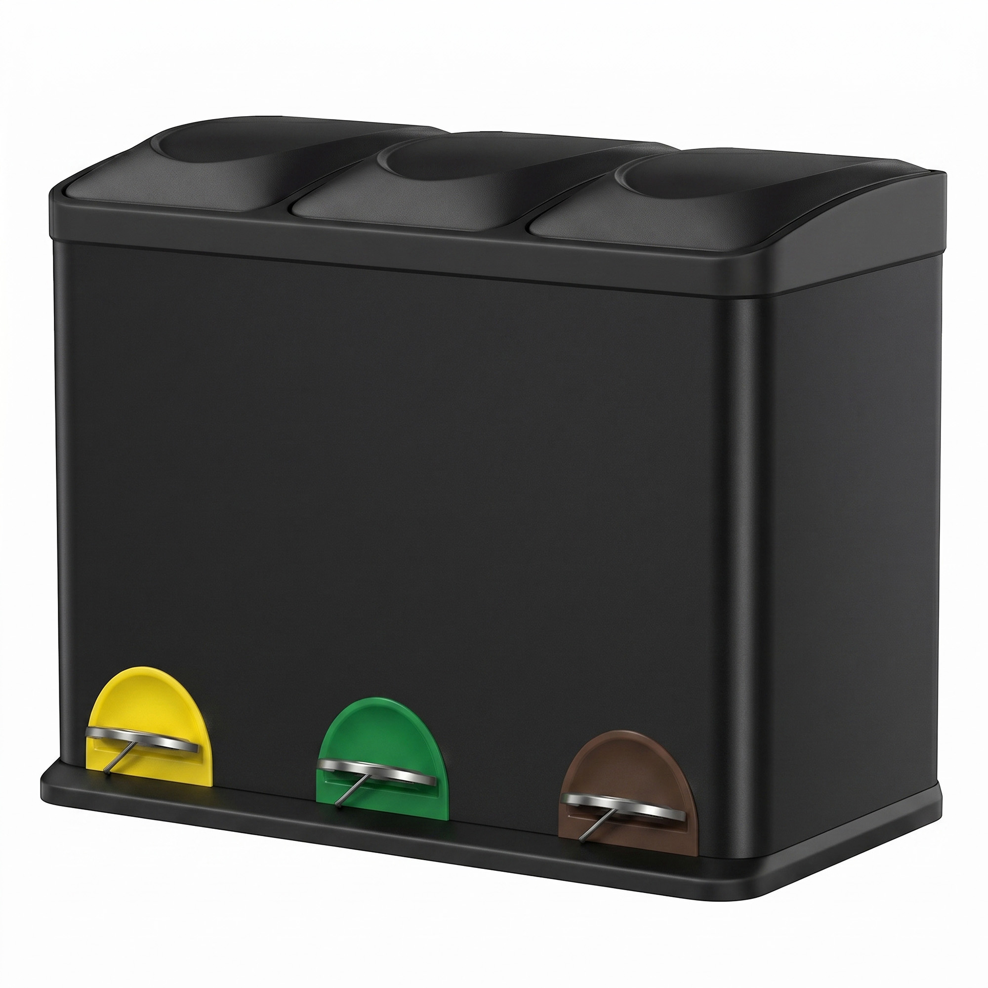 45L Triple Kitchen Bin for Recycling, Rubbish Bin, Waste Separation for Kitchen