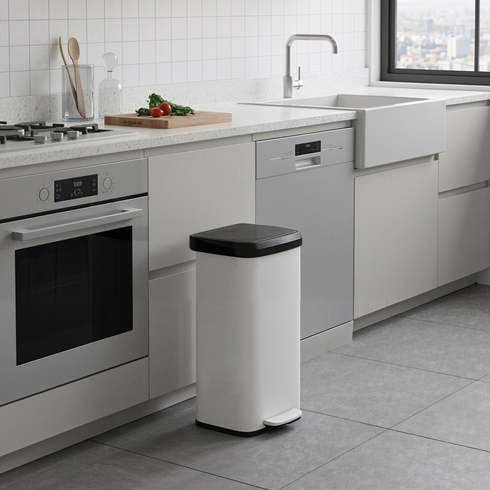 Kitchen Bin, 68L Rubbish Bin, Metal Waste Pedal Bin with Lid