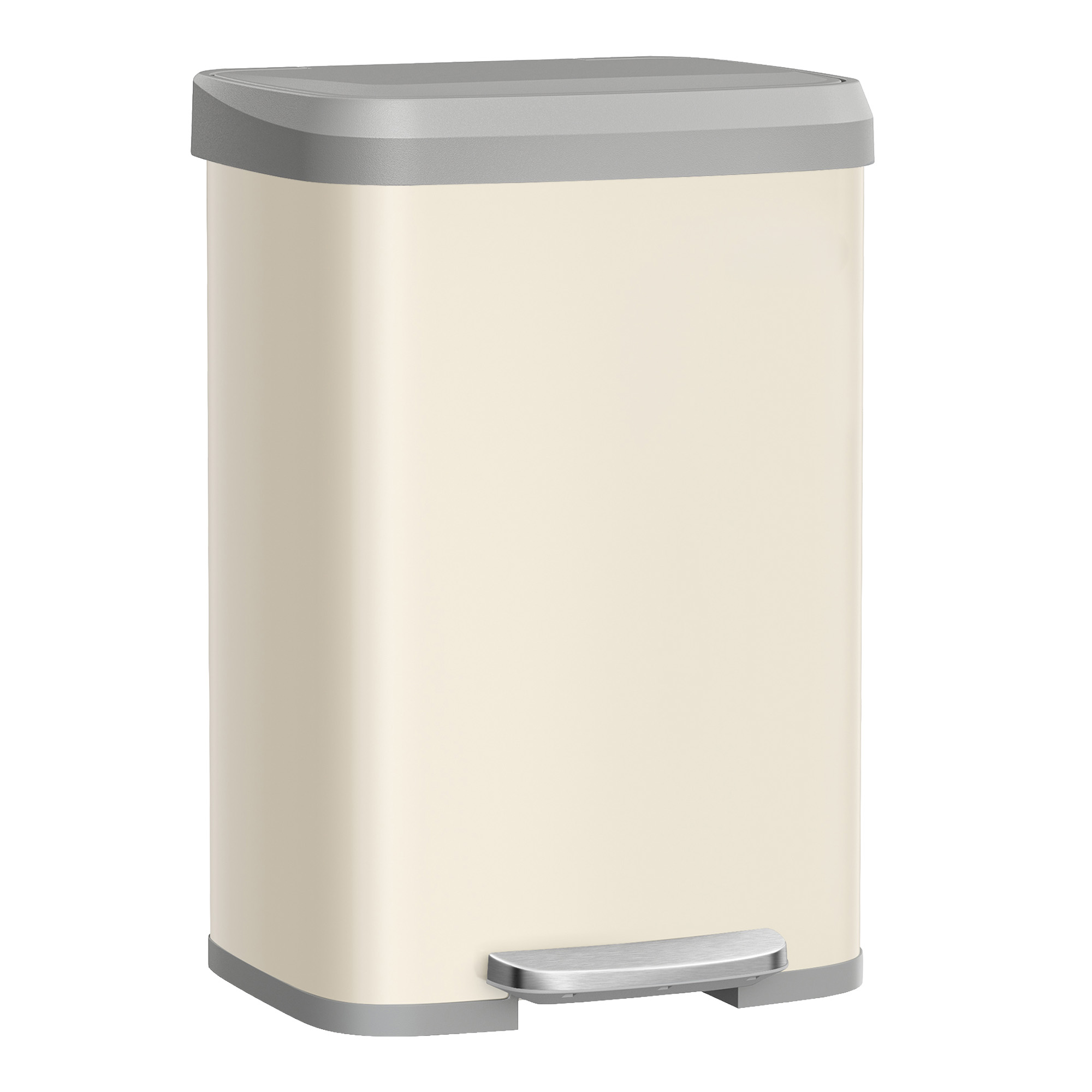Tall Kitchen Trash Can, 50 L  Stainless Steel Garbage Can, with Stay-Open Lid and Step-on Pedal