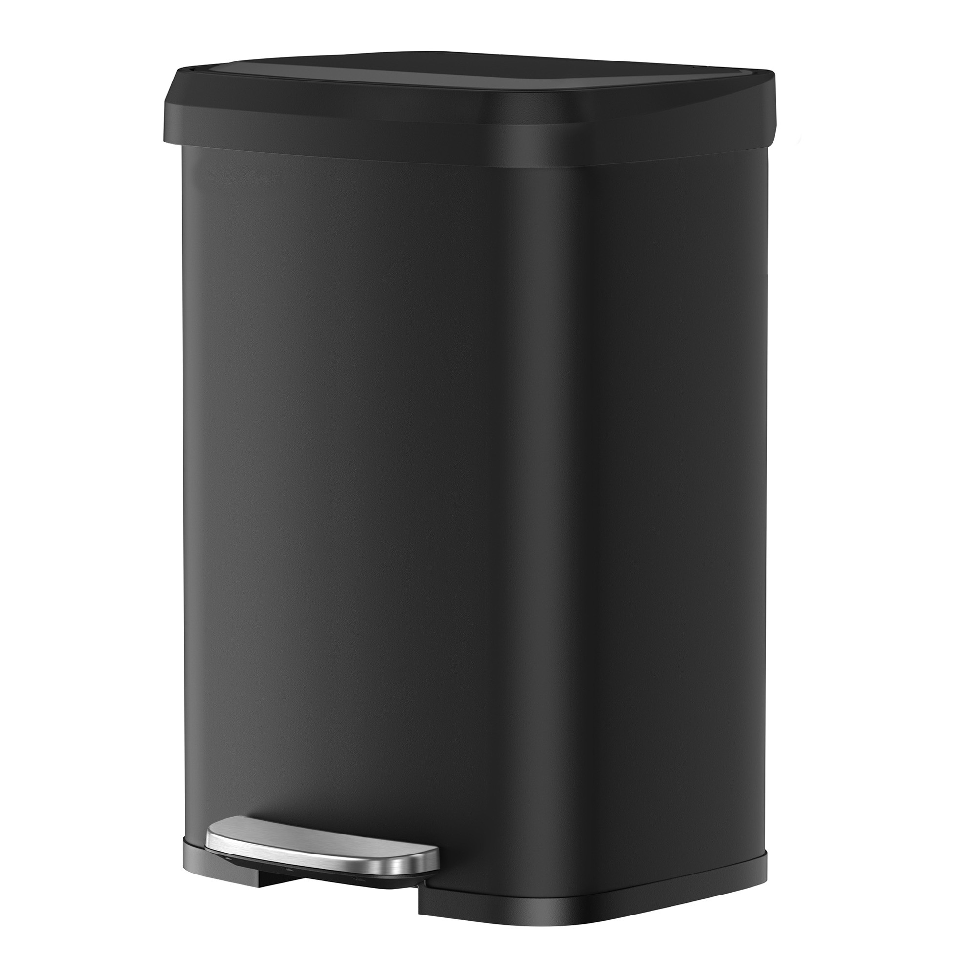 Tall Kitchen Trash Can, 50 L  Stainless Steel Garbage Can, with Stay-Open Lid and Step-on Pedal