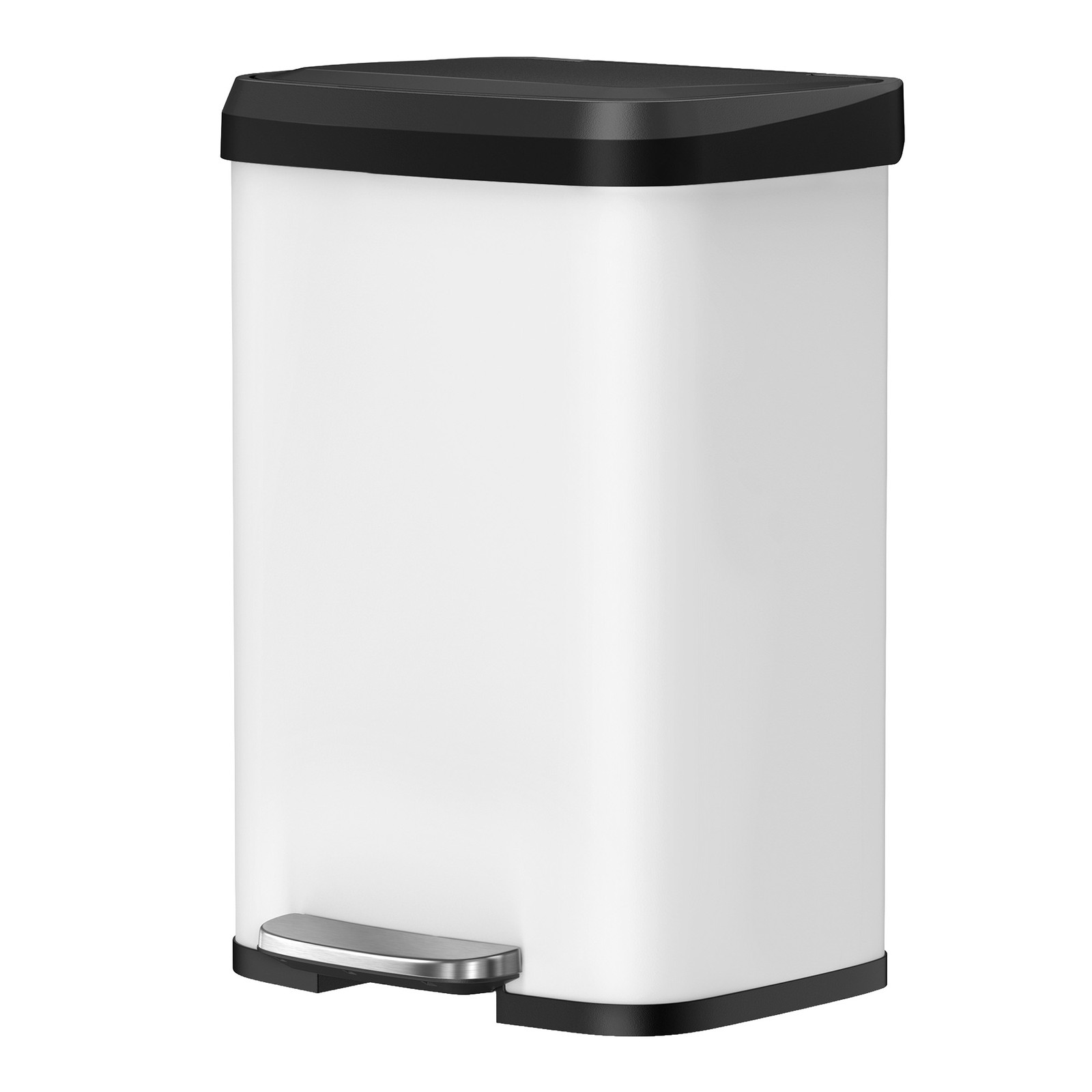 Tall Kitchen Trash Can, 50 L  Stainless Steel Garbage Can, with Stay-Open Lid and Step-on Pedal