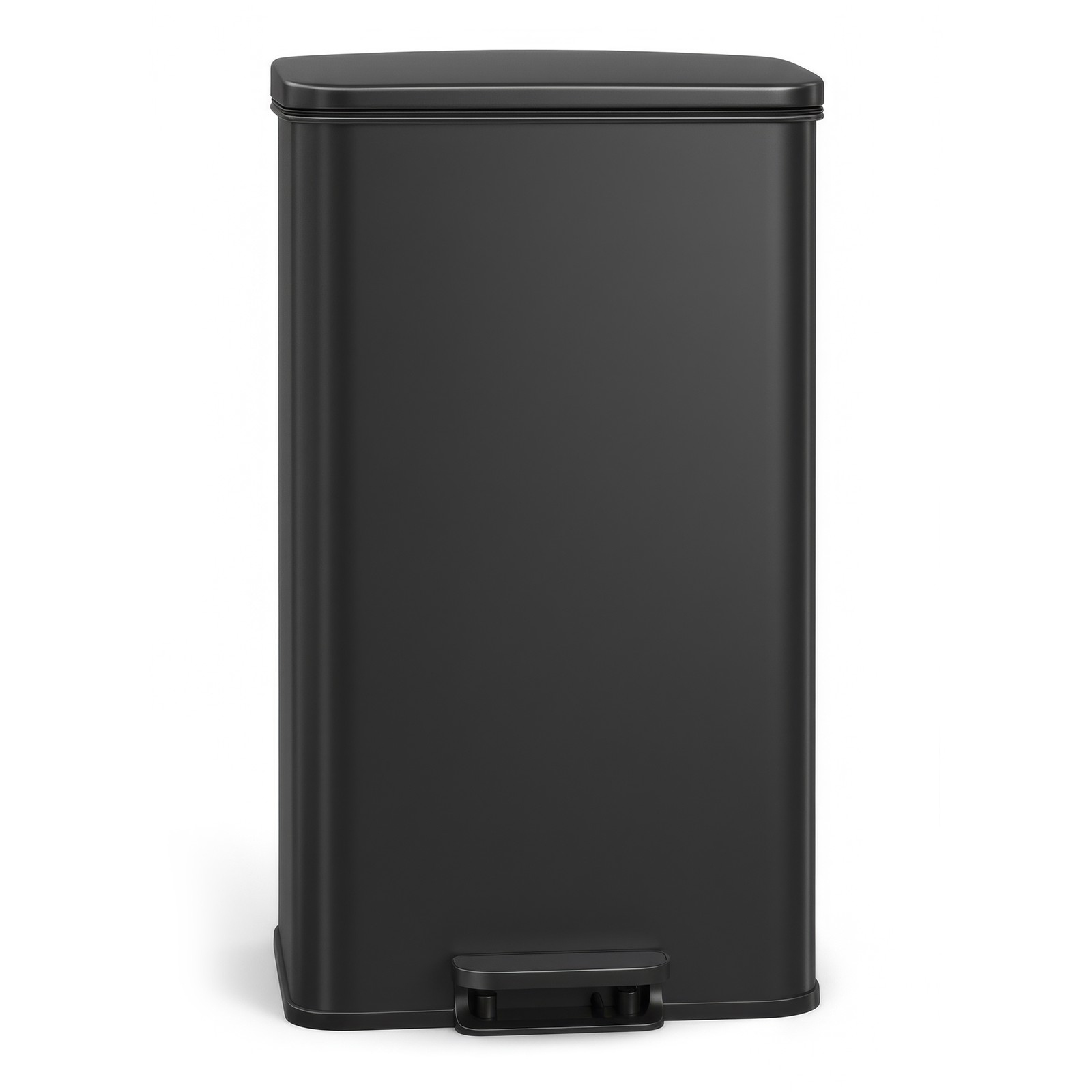 Large Rubbish Bin, 40L Step Waste Bin with Lid, Soft Close, Steel, for Kitchen, Black