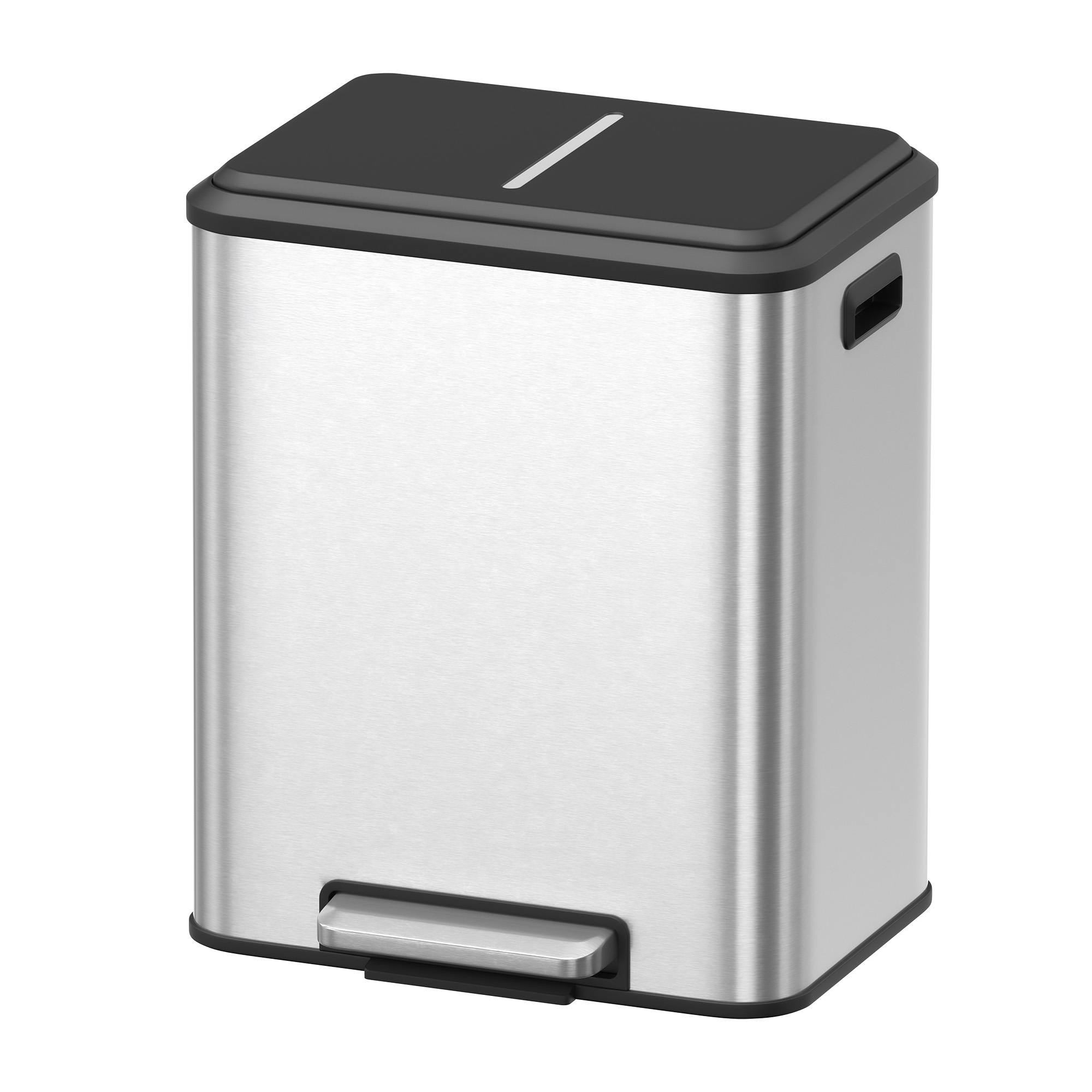 2 x 15 L Kitchen Bin for Recycling and Waste, Rubbish Bin, Soft-Close Lid