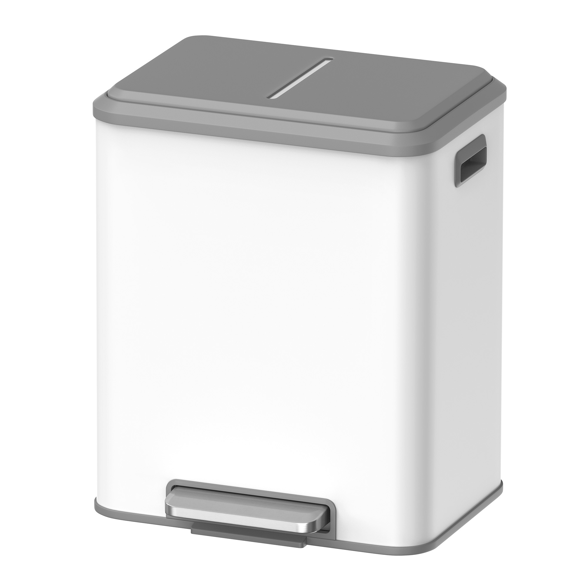 2 x 15 L Kitchen Bin for Recycling and Waste, Rubbish Bin, Soft-Close Lid
